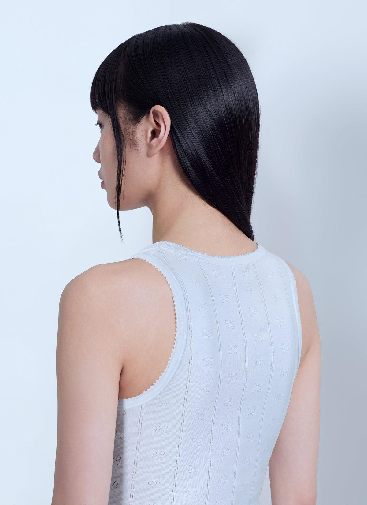 Compact pointelle rib jersey tank top