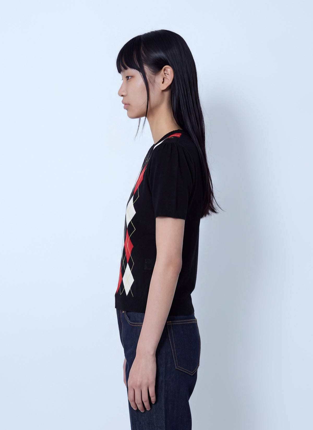 Light cotton argyle t-shirt