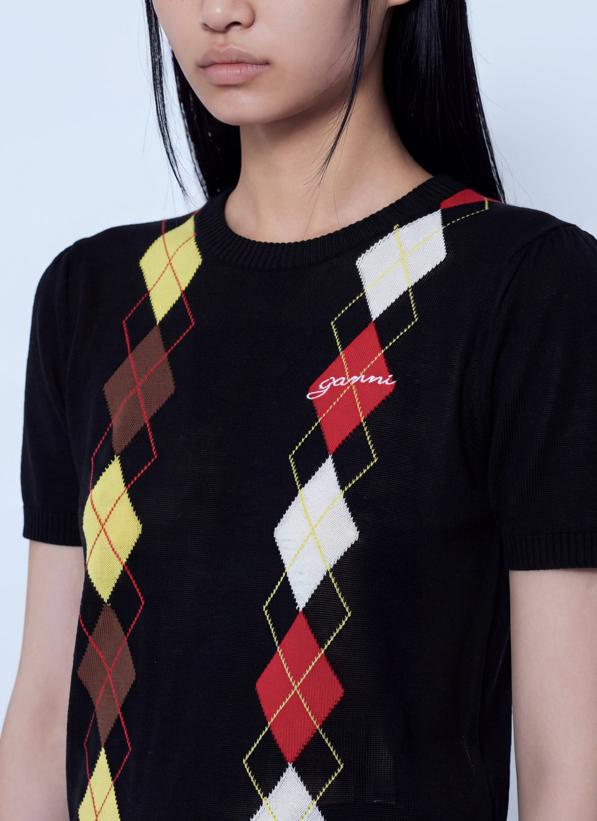 Light cotton argyle t-shirt