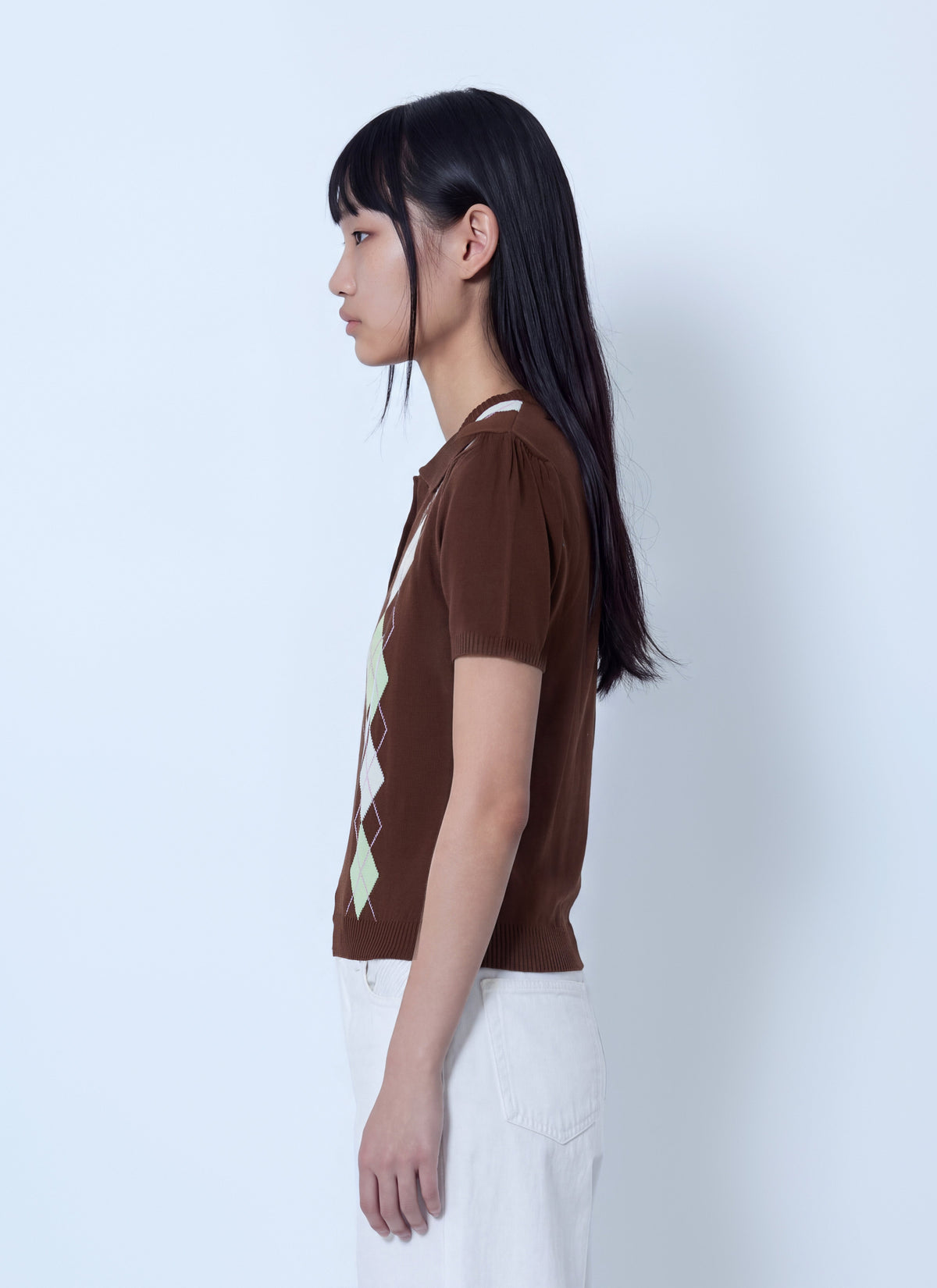 Light cotton argyle t-shirt