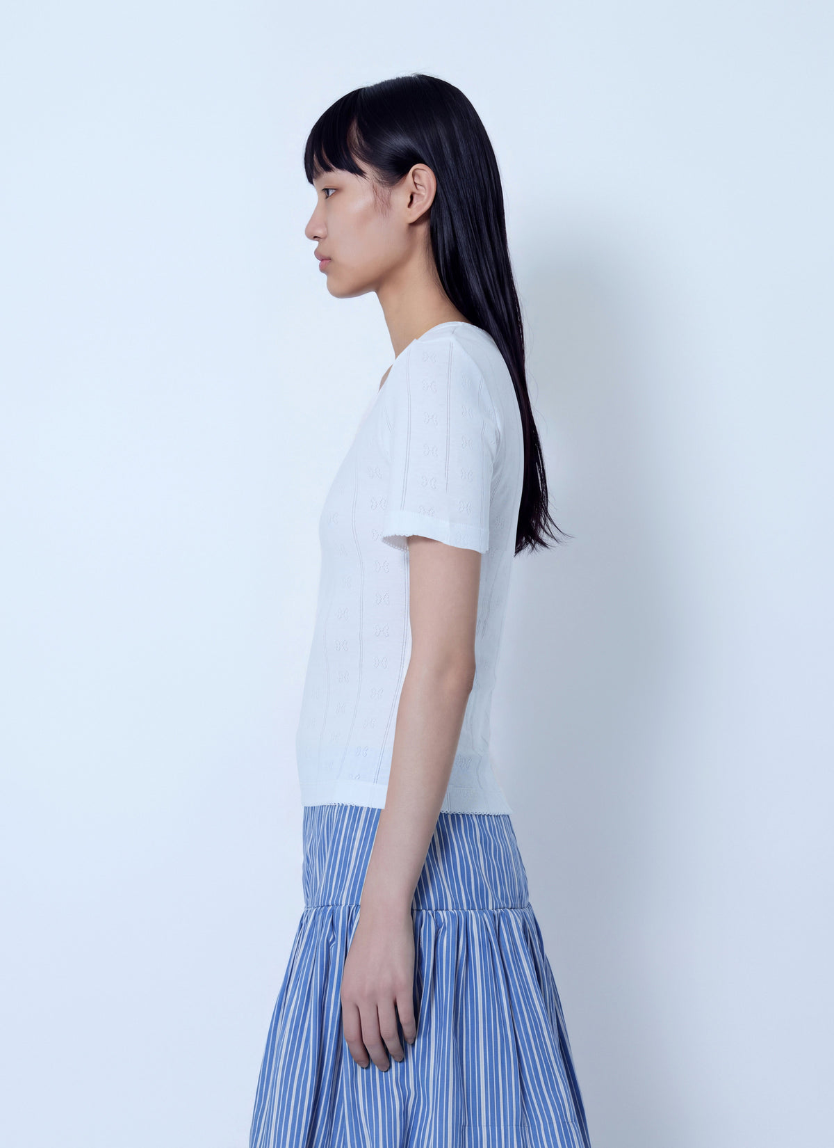 Compact pointelle rib tee