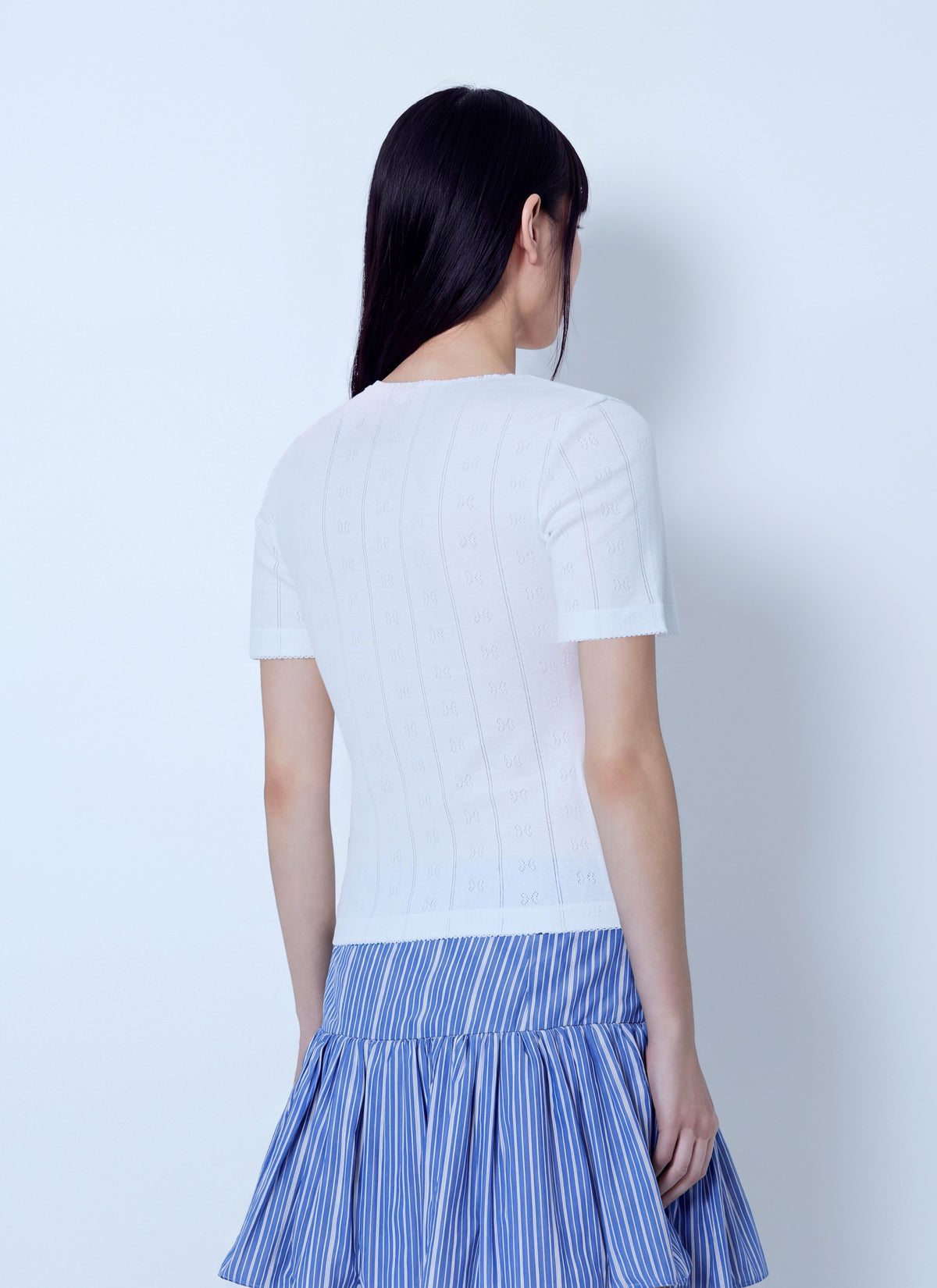 Compact pointelle rib tee