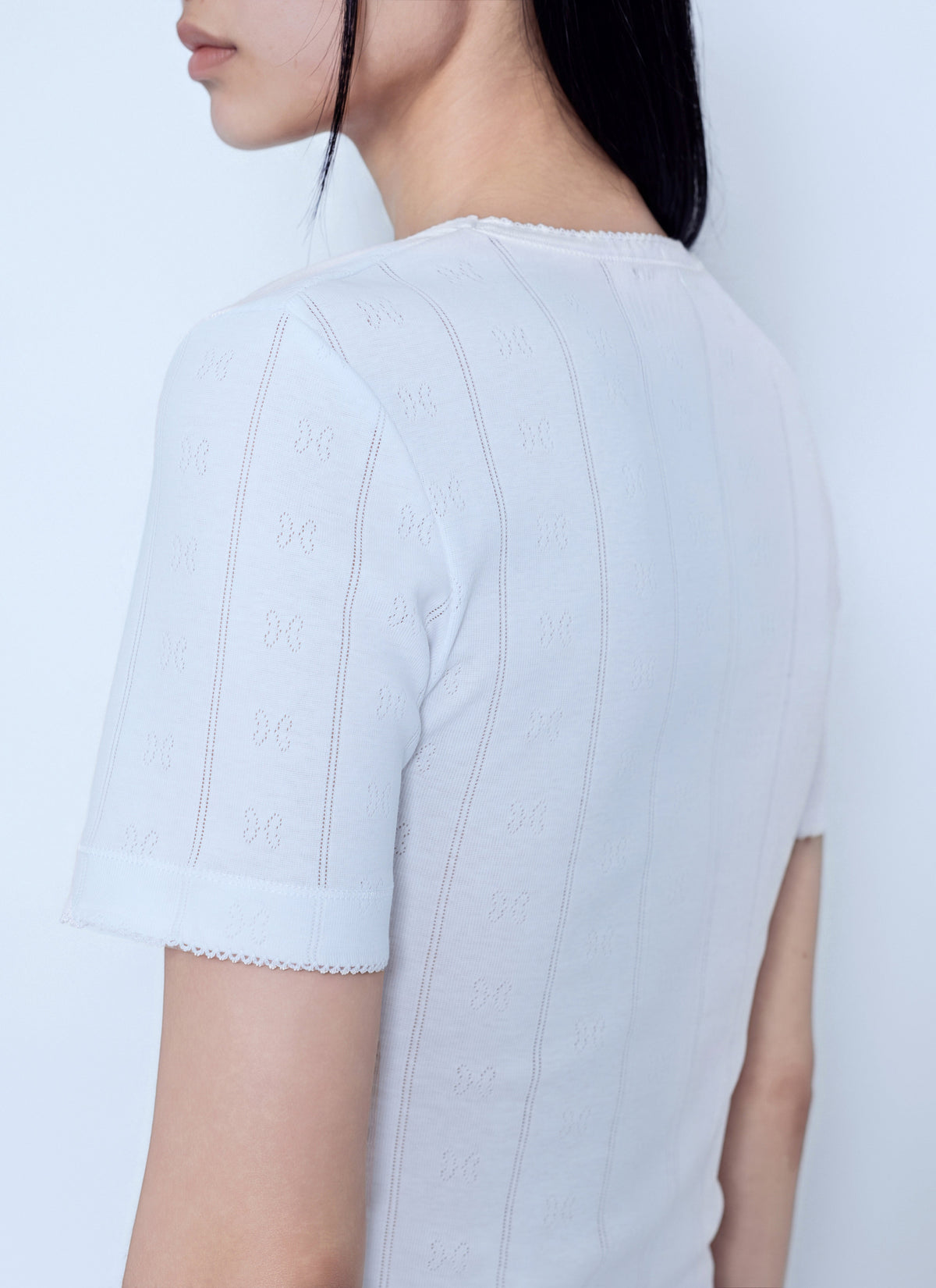 Compact pointelle rib tee