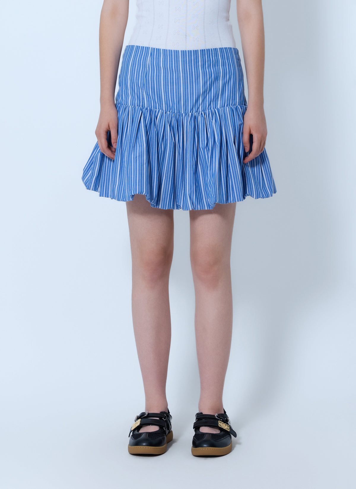 Stripe cotton mini skirt