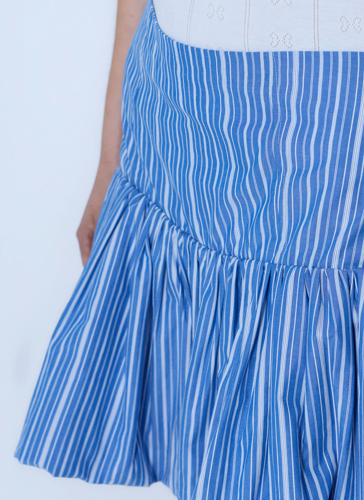 Stripe cotton mini skirt