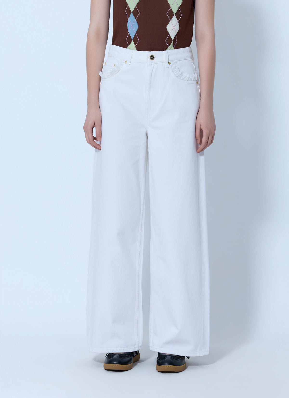 White denim lari jeans