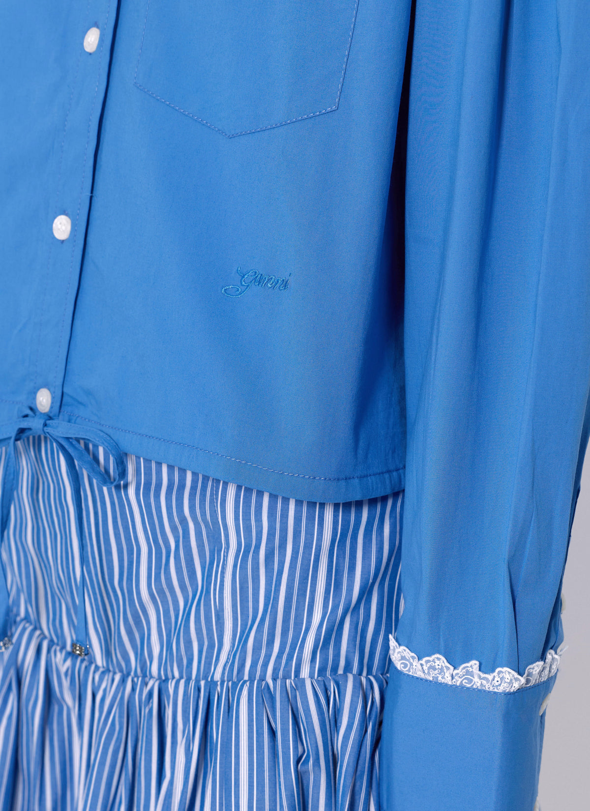 Stretch cotton cropped bowling shirt