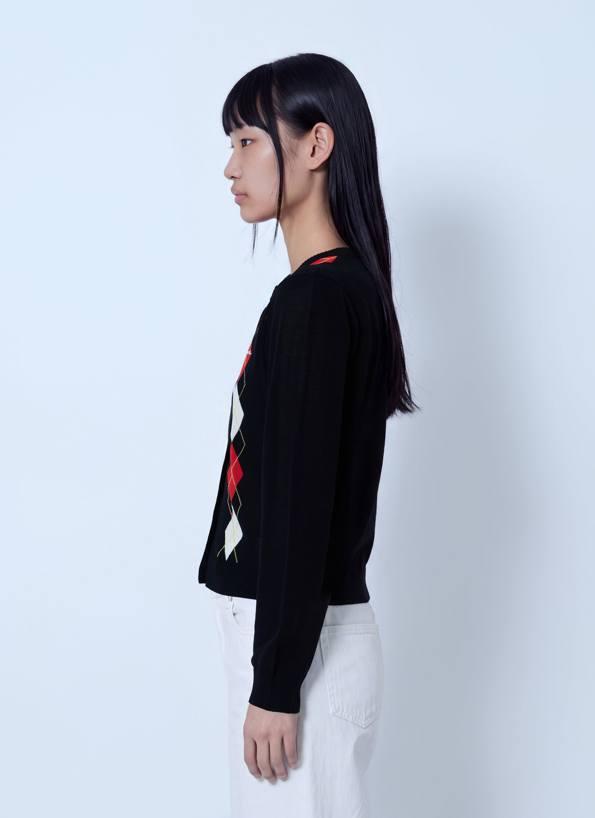 Light cotton argyle cardigan