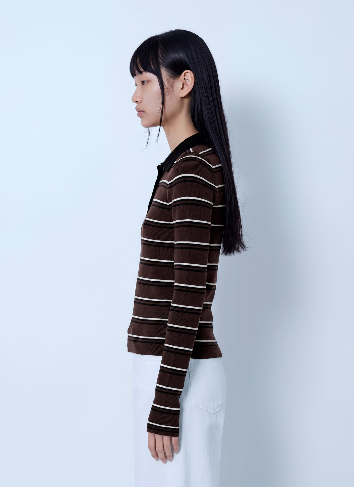 Mini ribbed merino polo