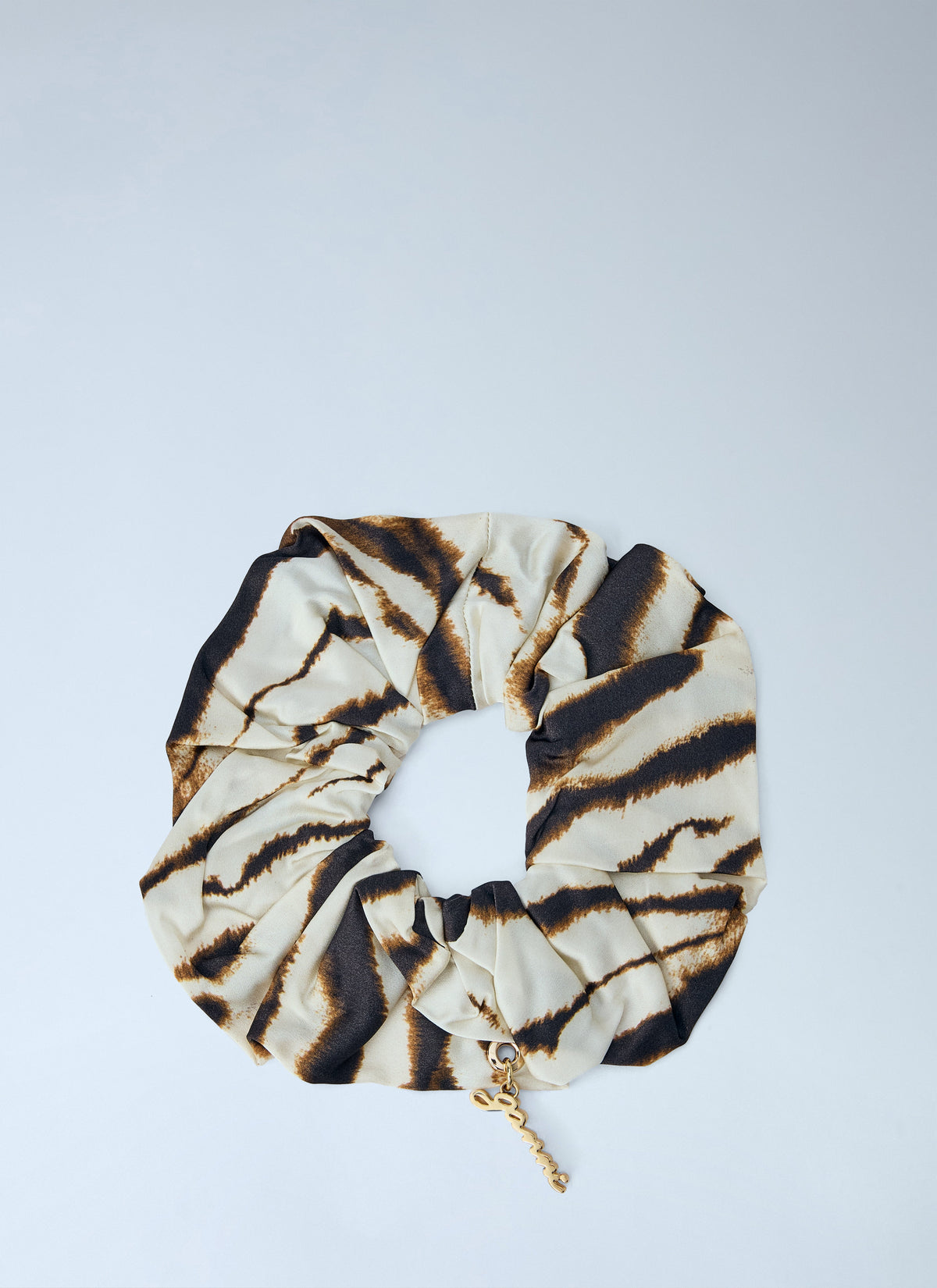 Patterned silk hair tie
