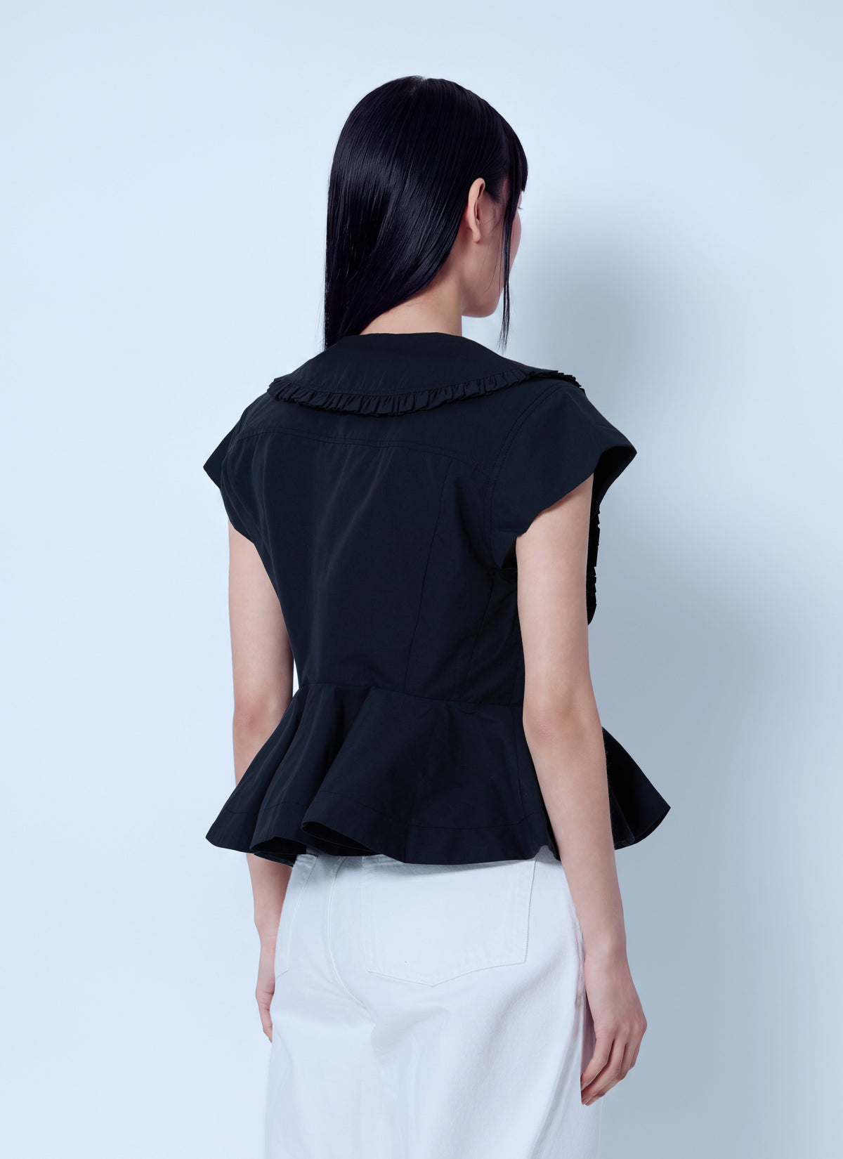 Compact poplin collar blouse