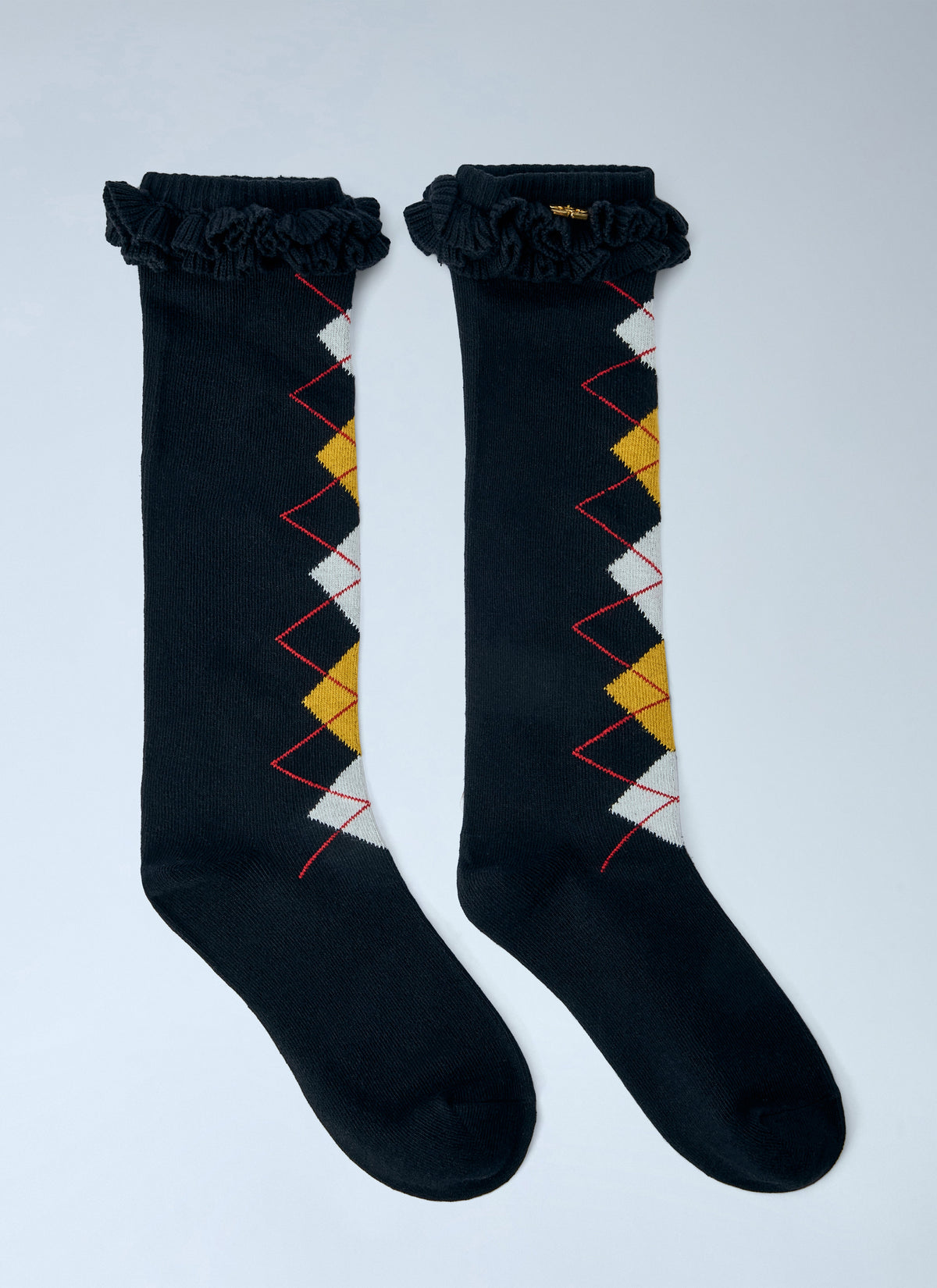 Argyle ruffle cuff socks
