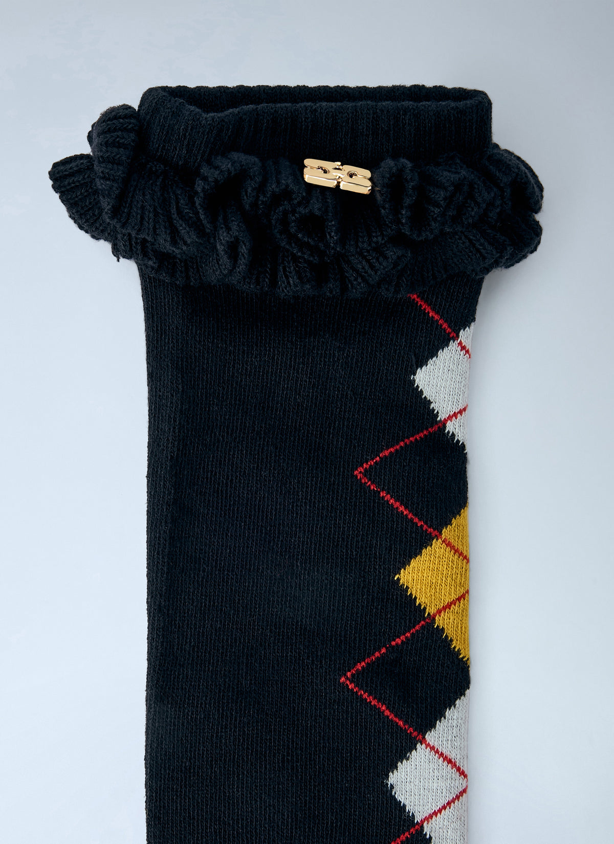 Argyle ruffle cuff socks