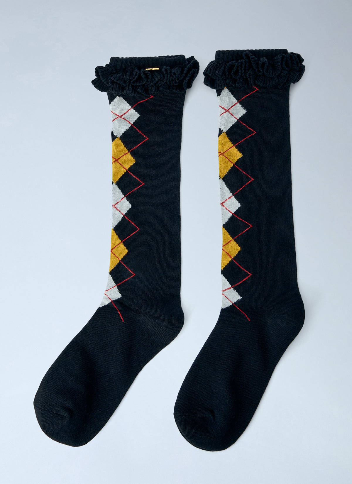 Argyle ruffle cuff socks