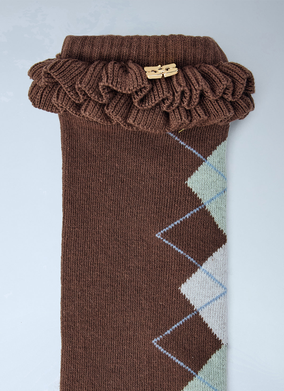 Argyle ruffle cuff socks