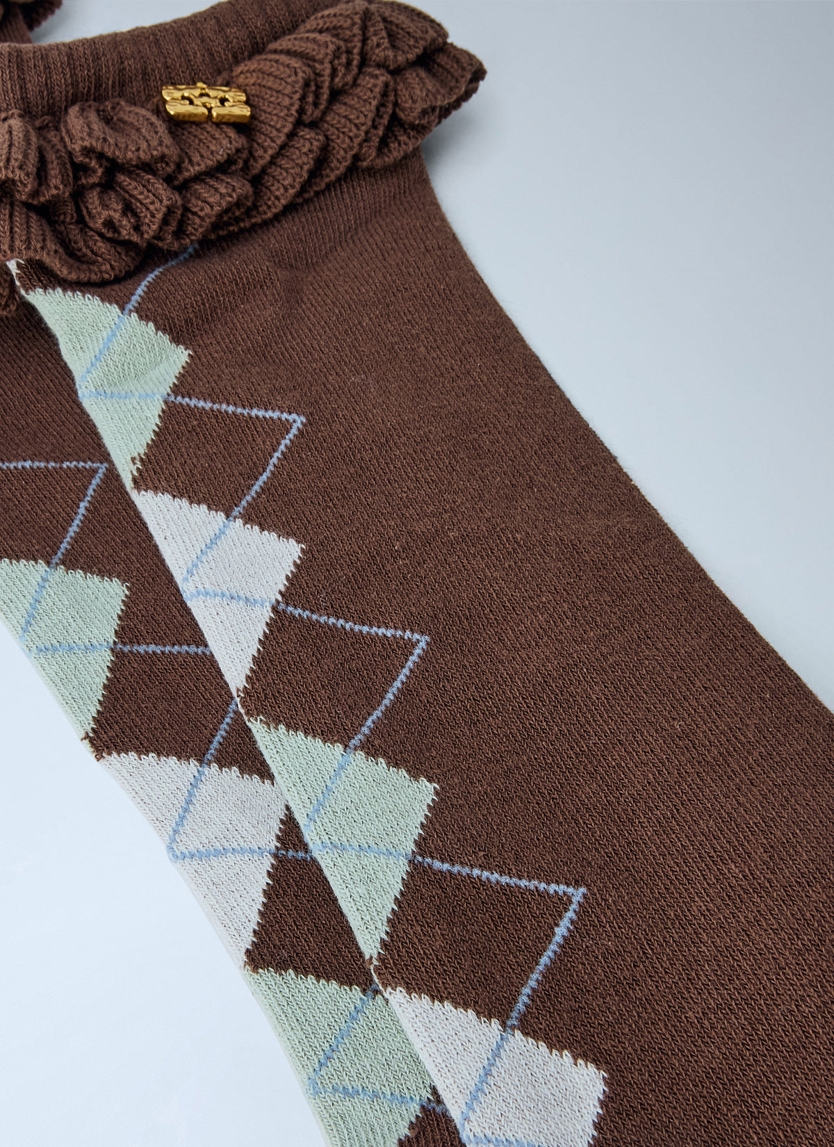 Argyle ruffle cuff socks