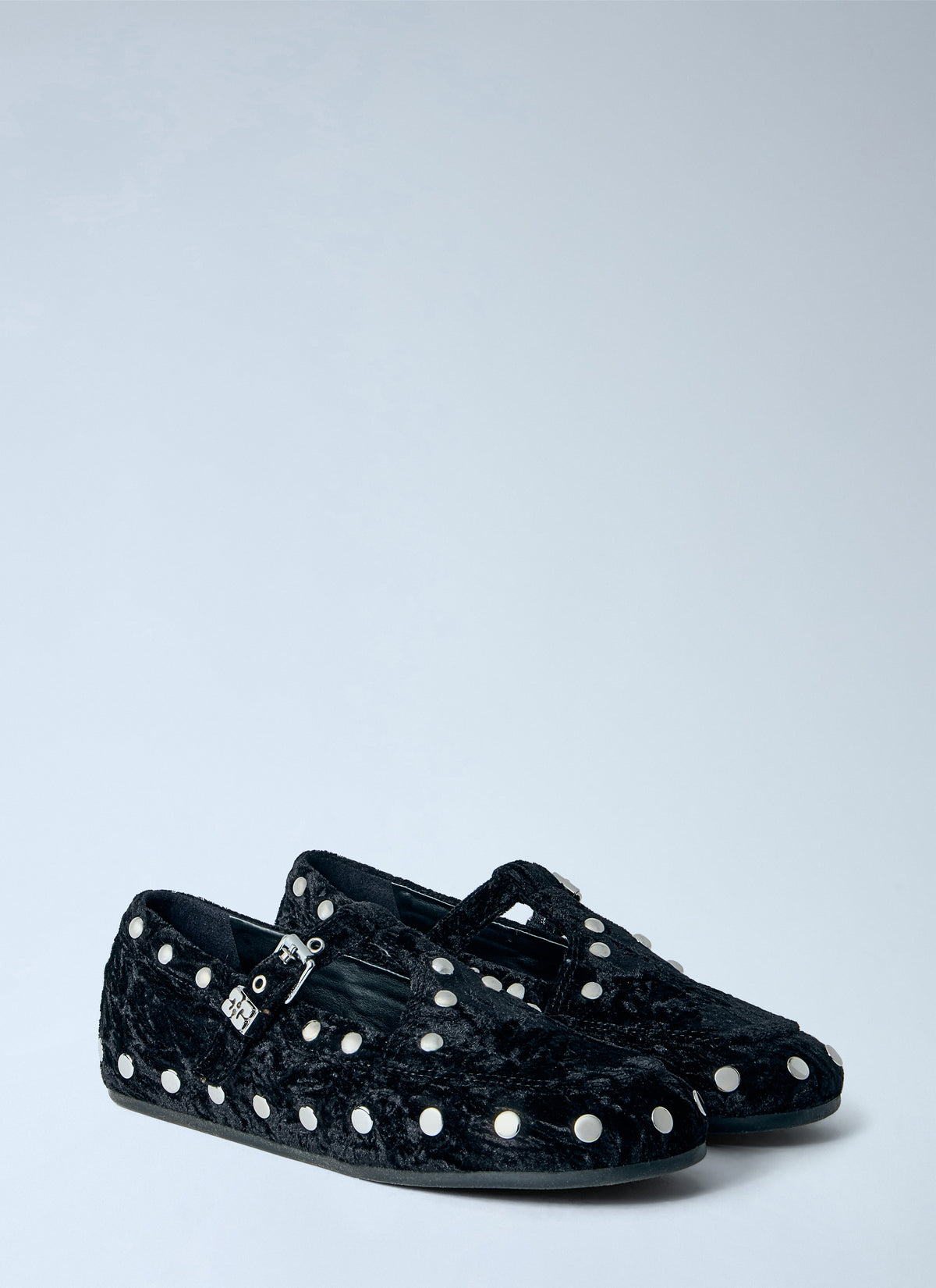 Mary jenny studs crinkle velvet flats