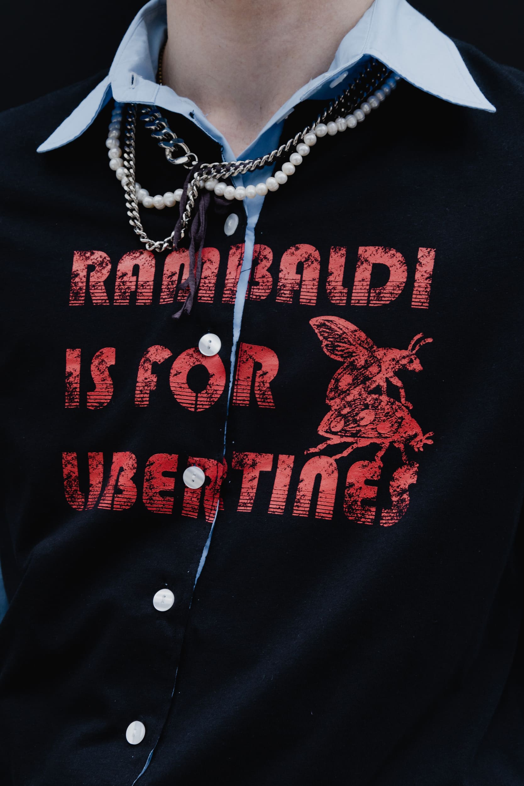 T-shirt con camicia integrata rambaldi is for libertines