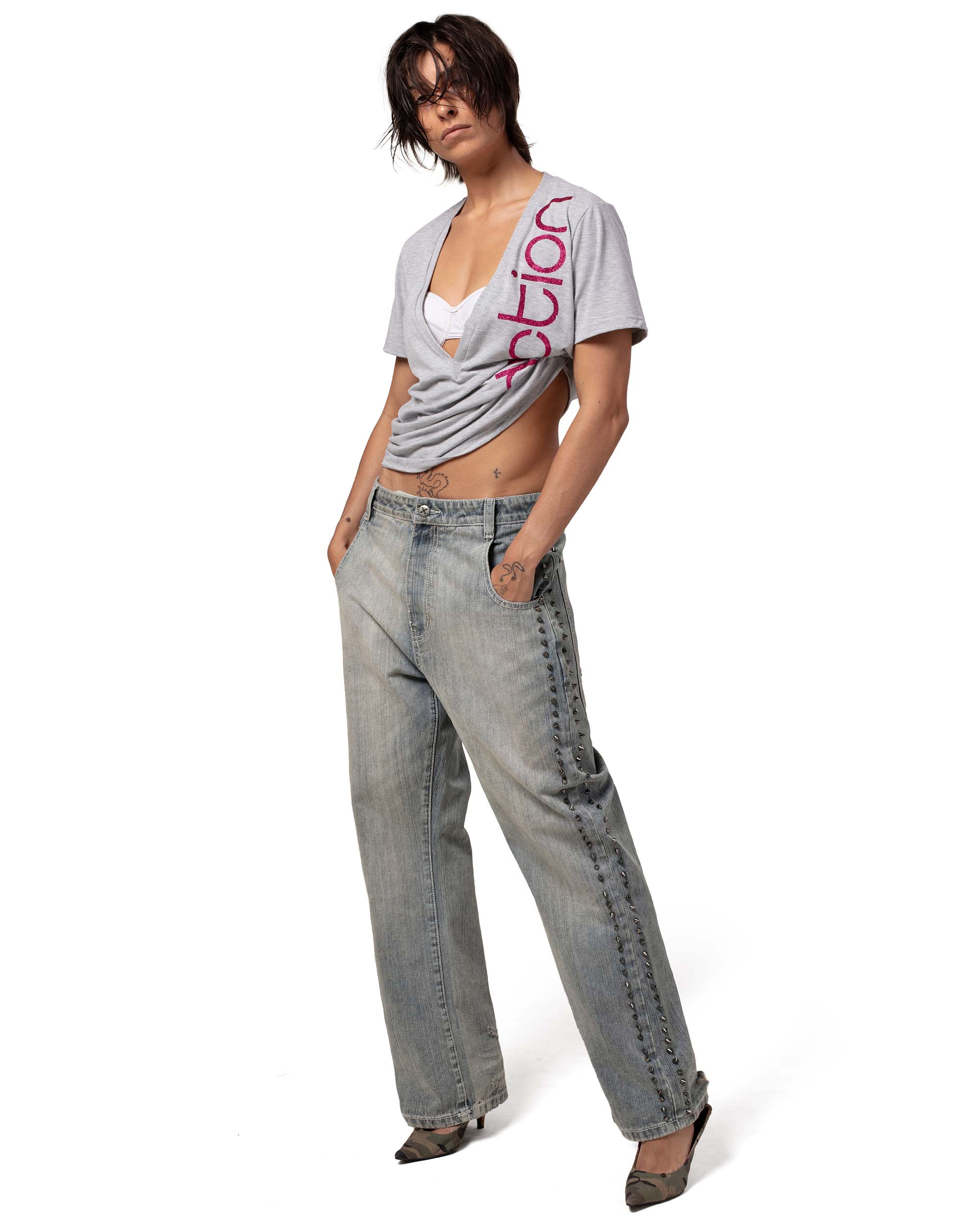 Racer x barragán spiked denim