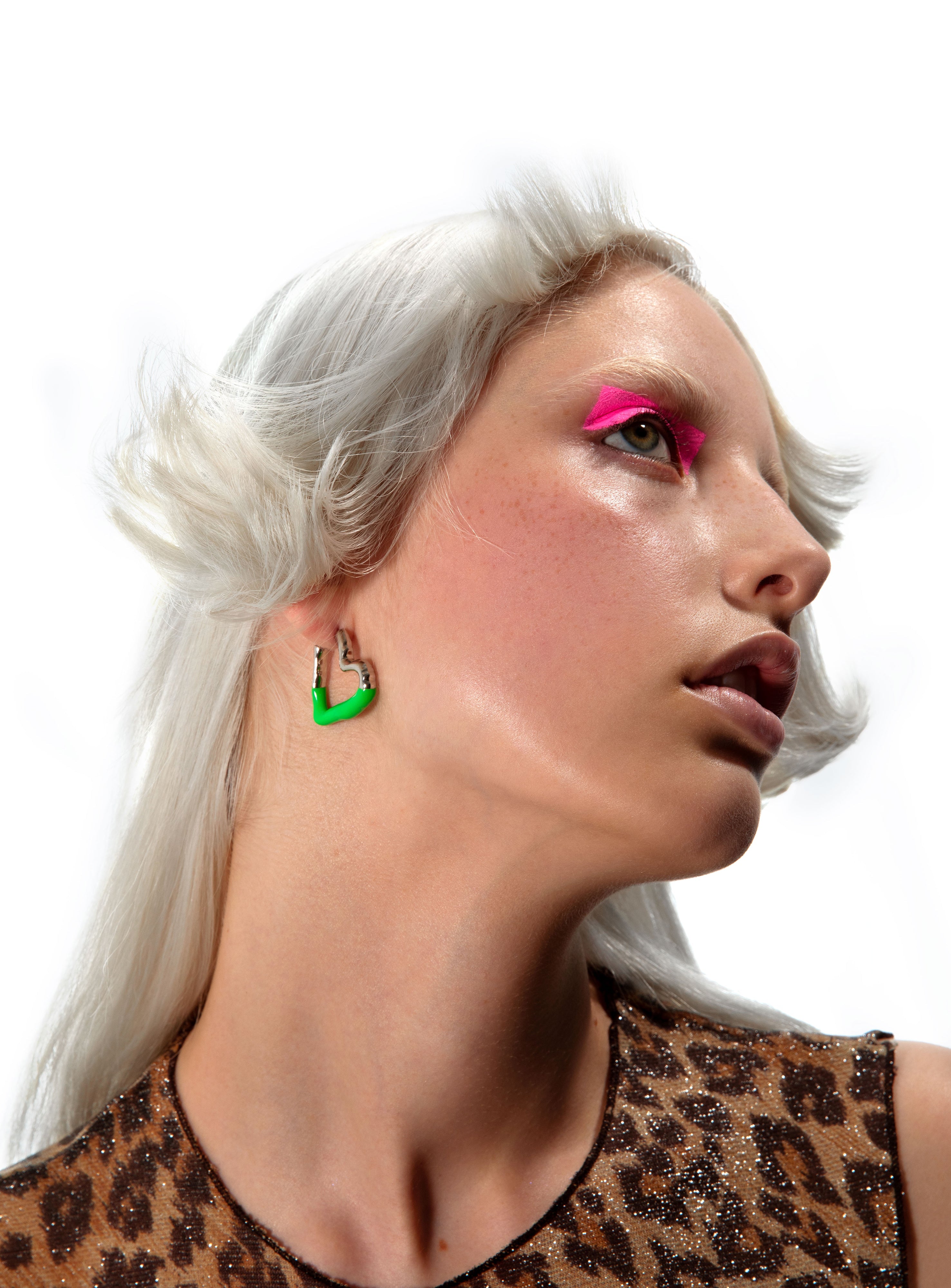 Green melted heart hoops