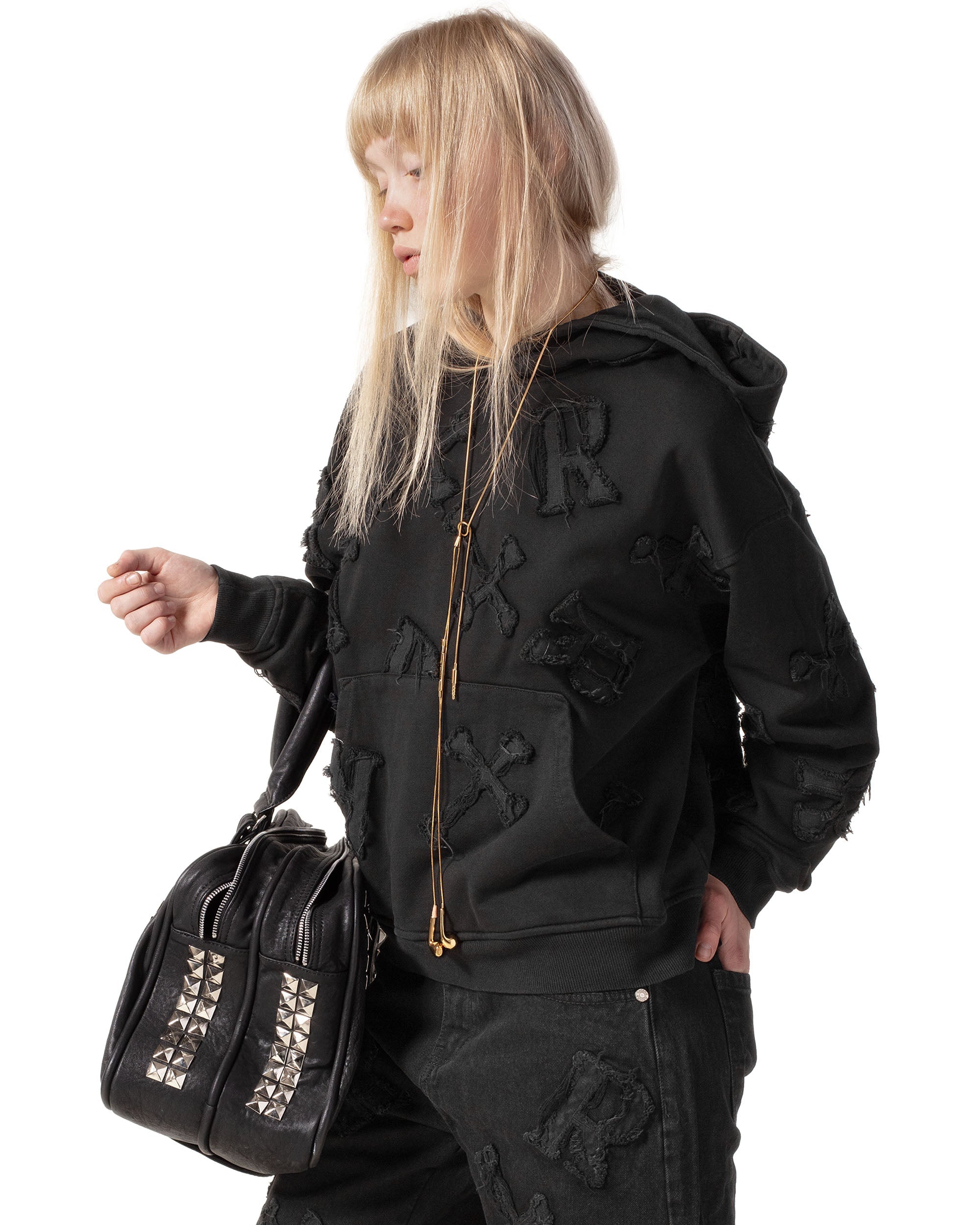 Black patch hoodie