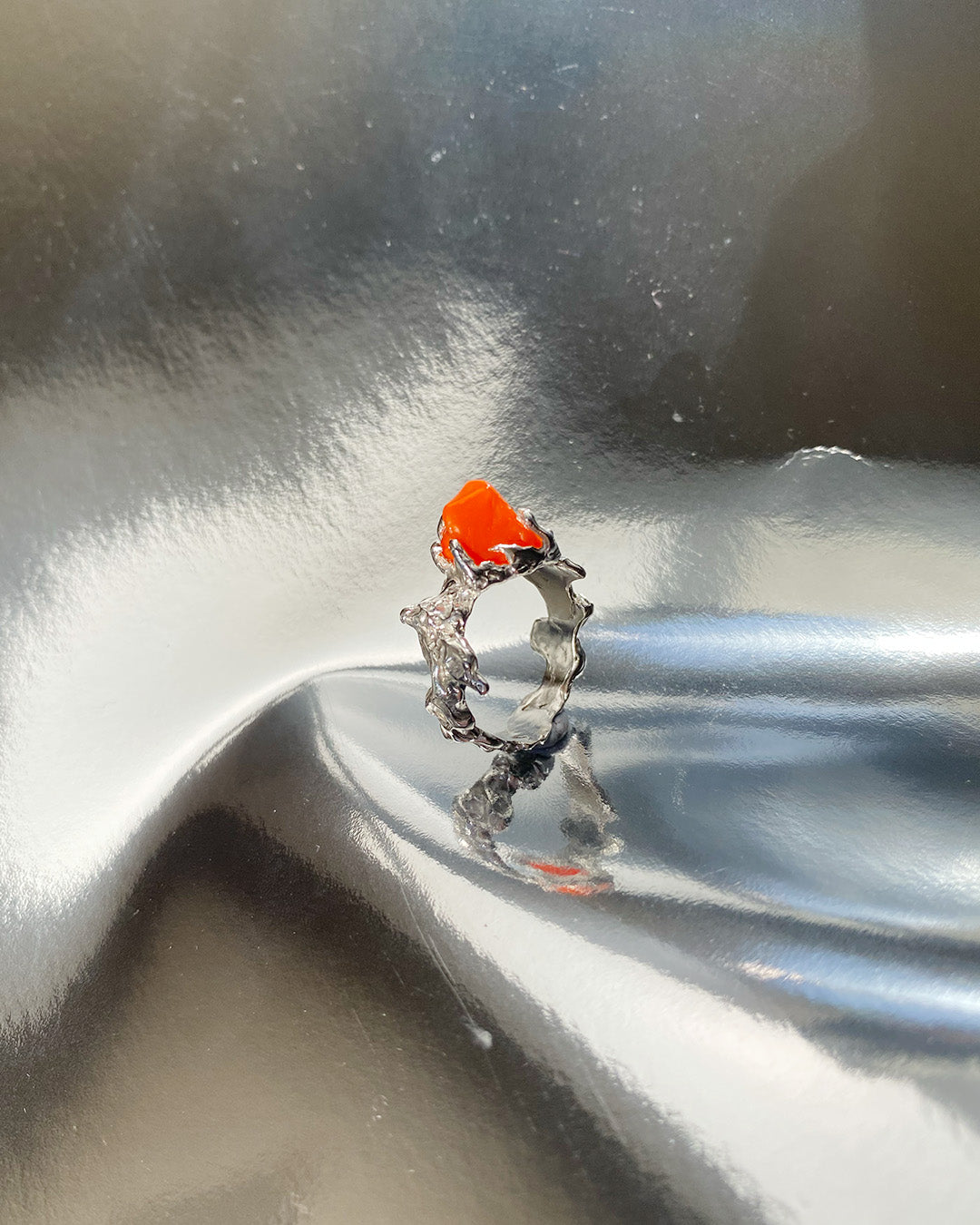 Ignite ring - mexican opal - orange/silver
