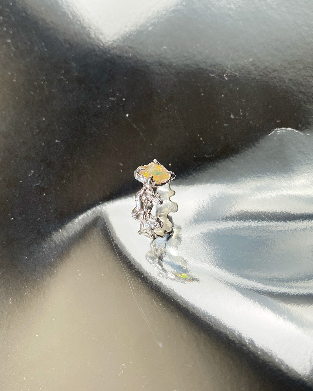 Ignite ring - mexican opal - yellow/silver