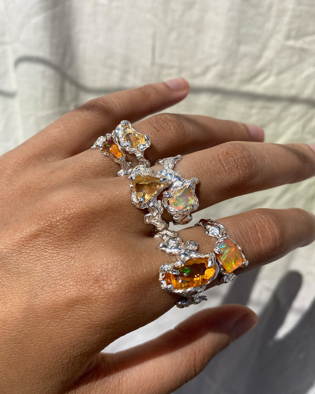 Ignite ring - mexican opal - yellow/silver