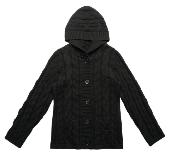 Aran knit hooded sweater