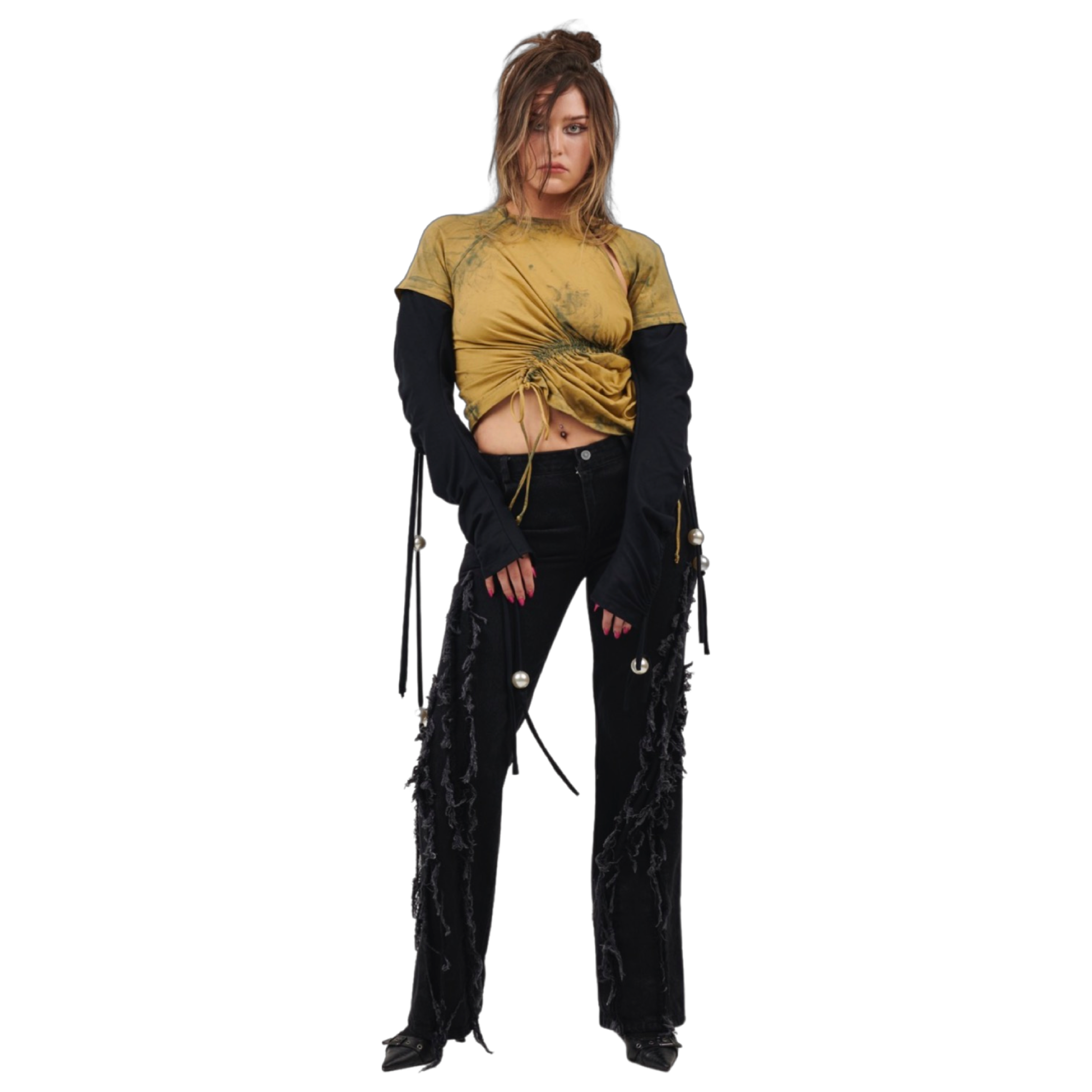 Spliced denim jean