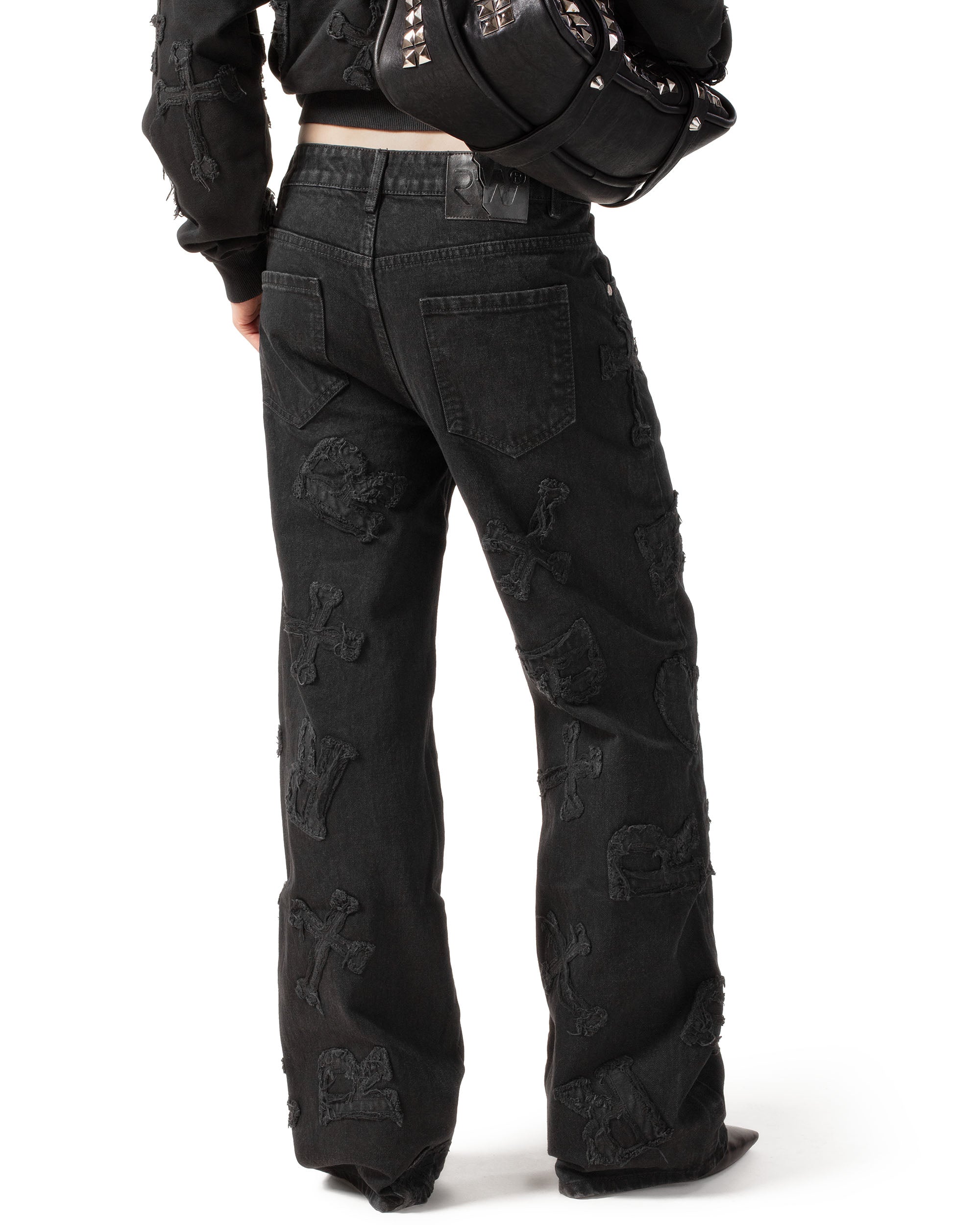 Black patch denim
