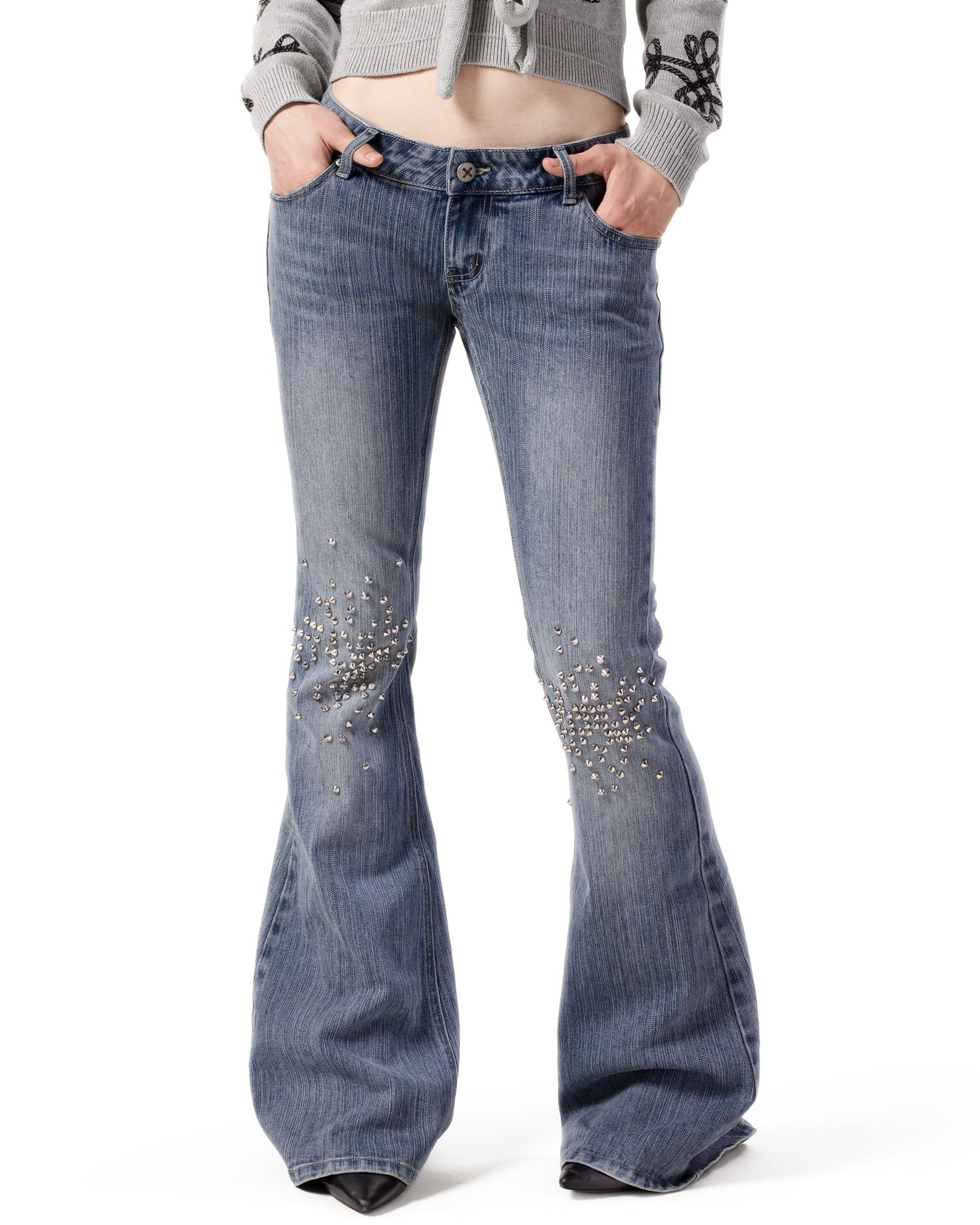 Spike flared denim