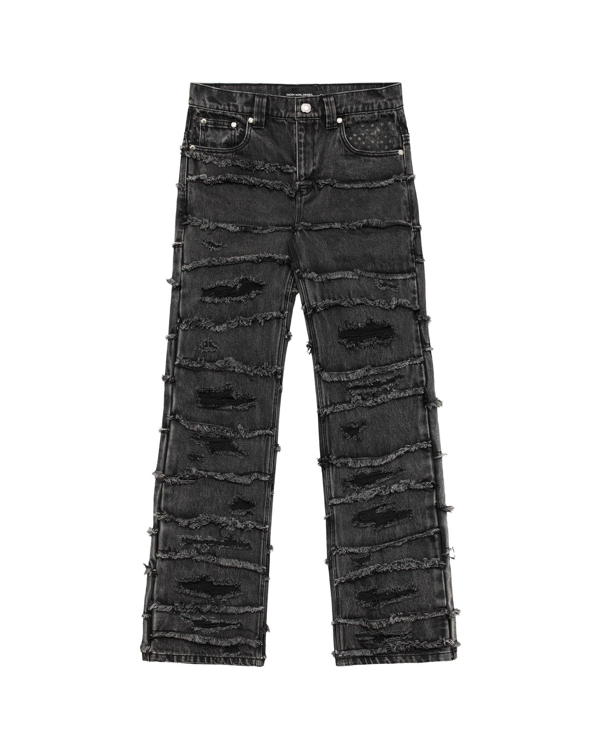 Washed flag jeans
