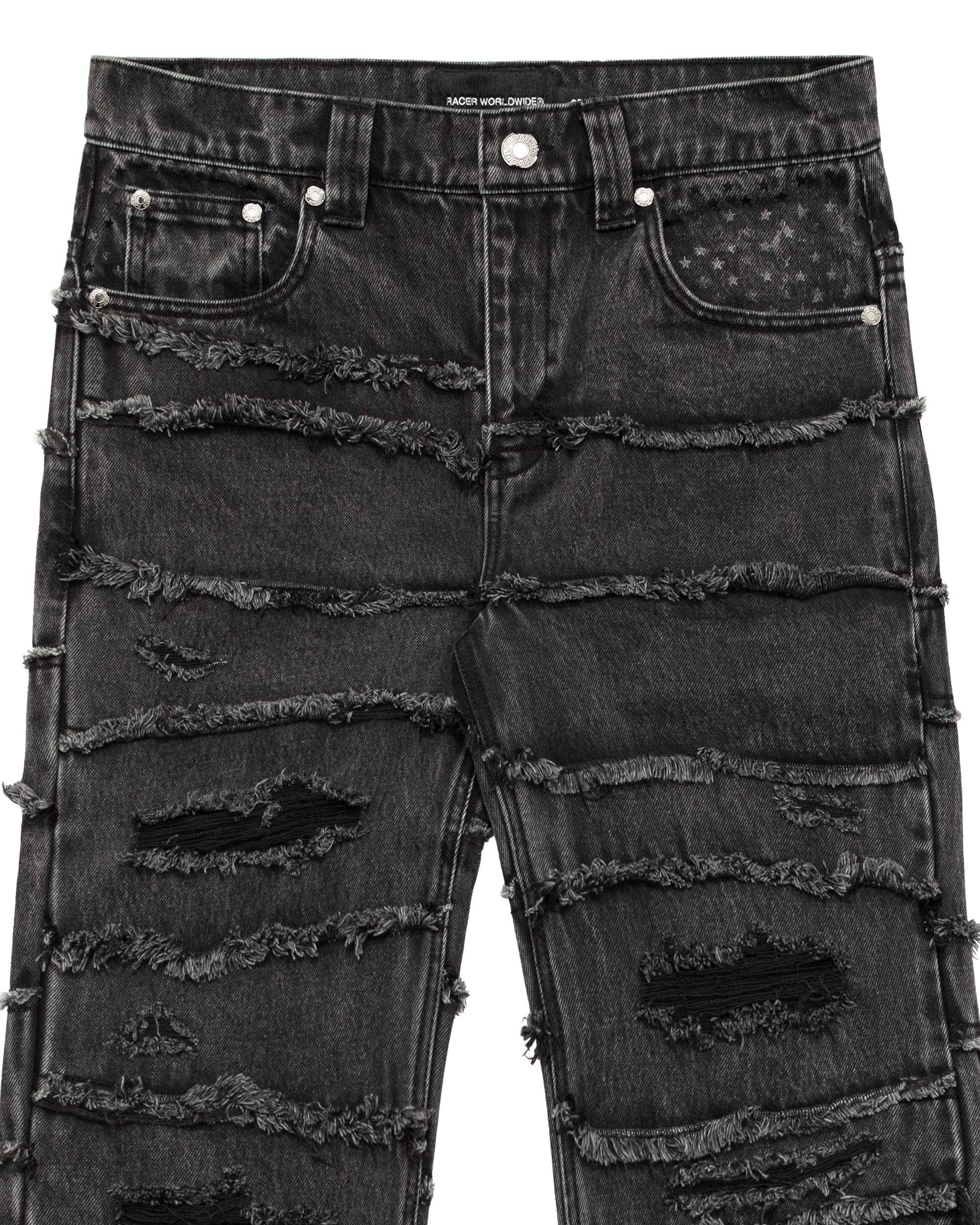 Washed flag jeans