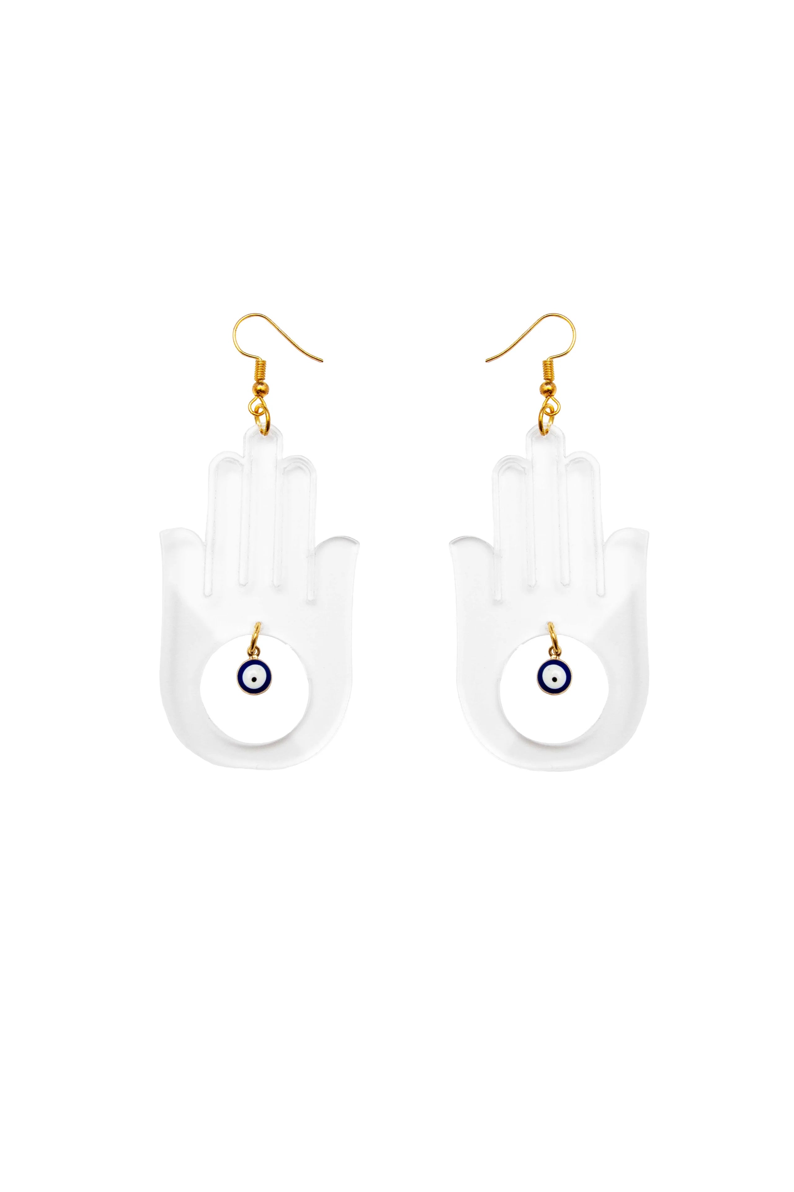 Clear khamsa protection earrings