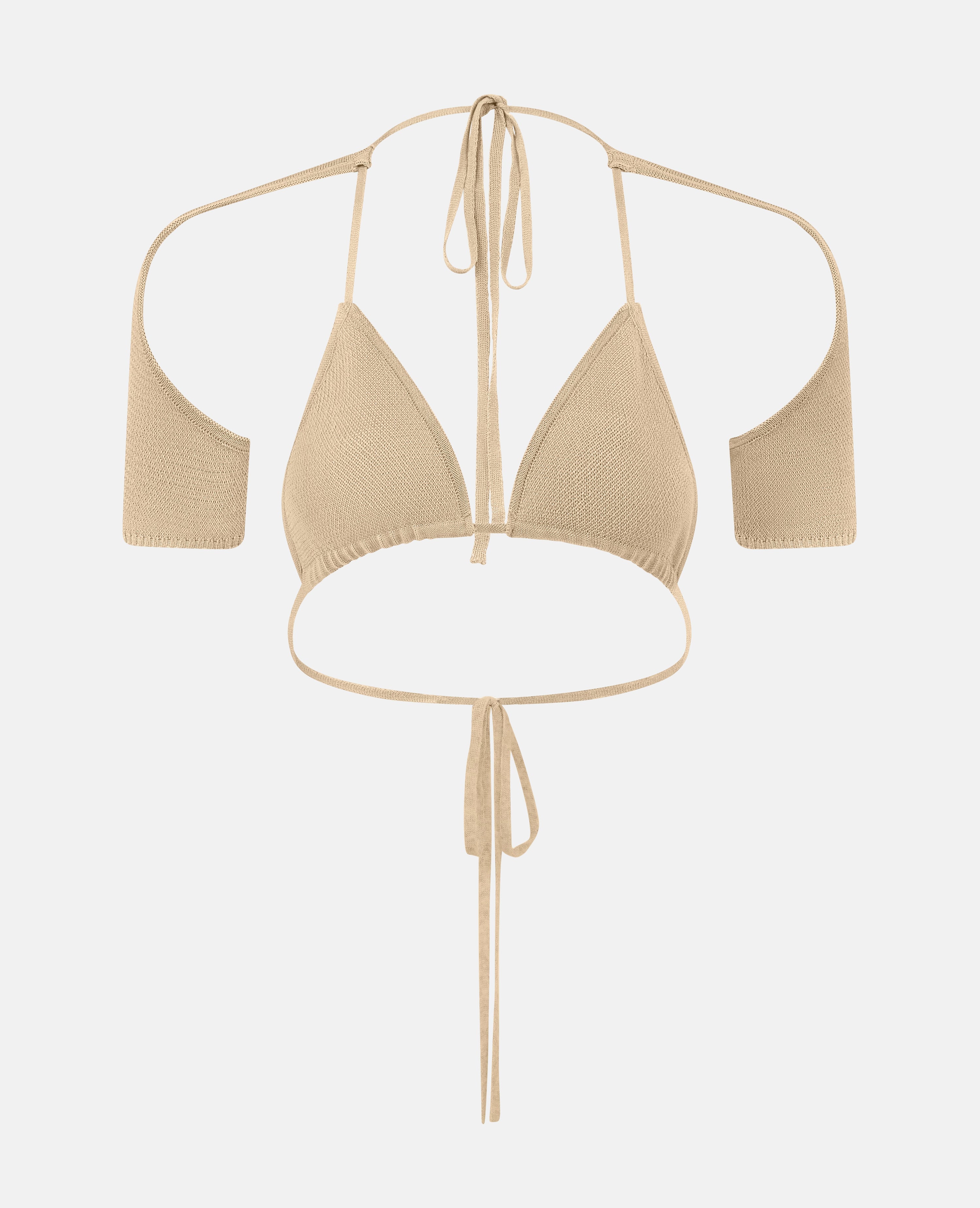 Knit bikini top sand