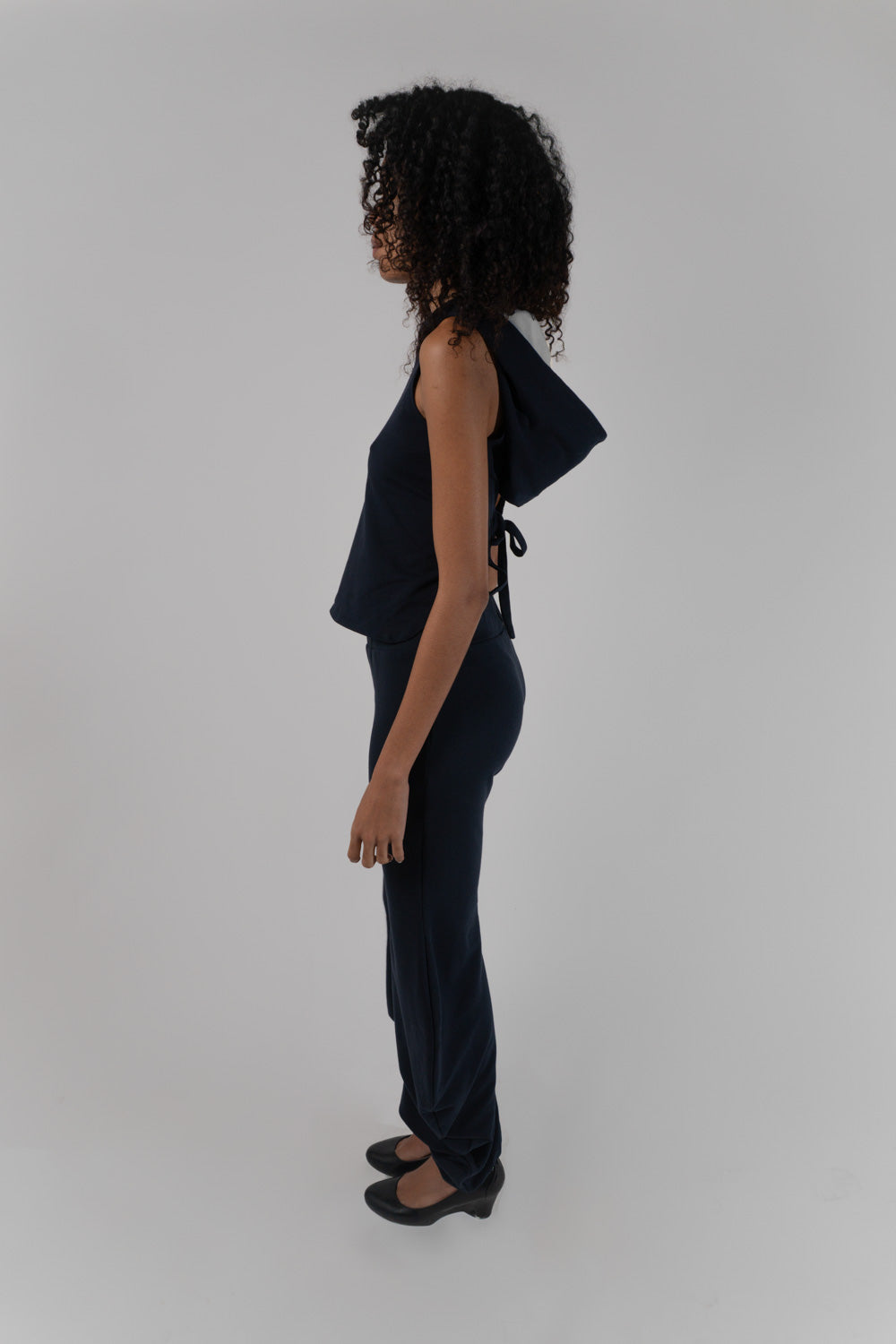 Jersey hood backless tank