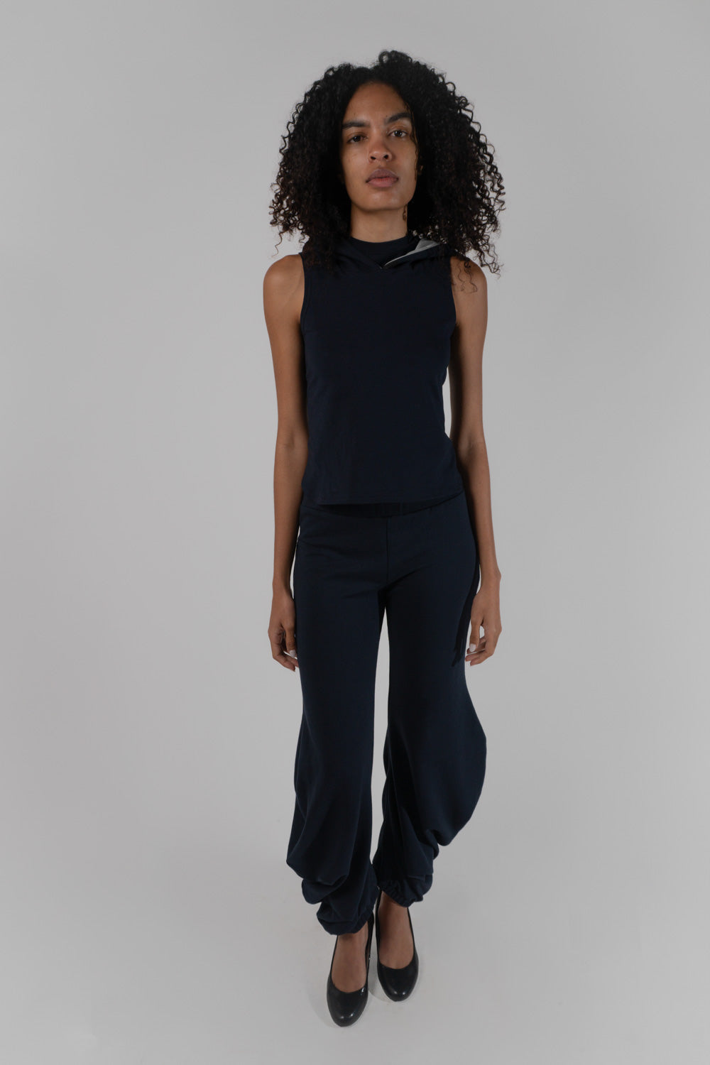Jersey hood backless tank