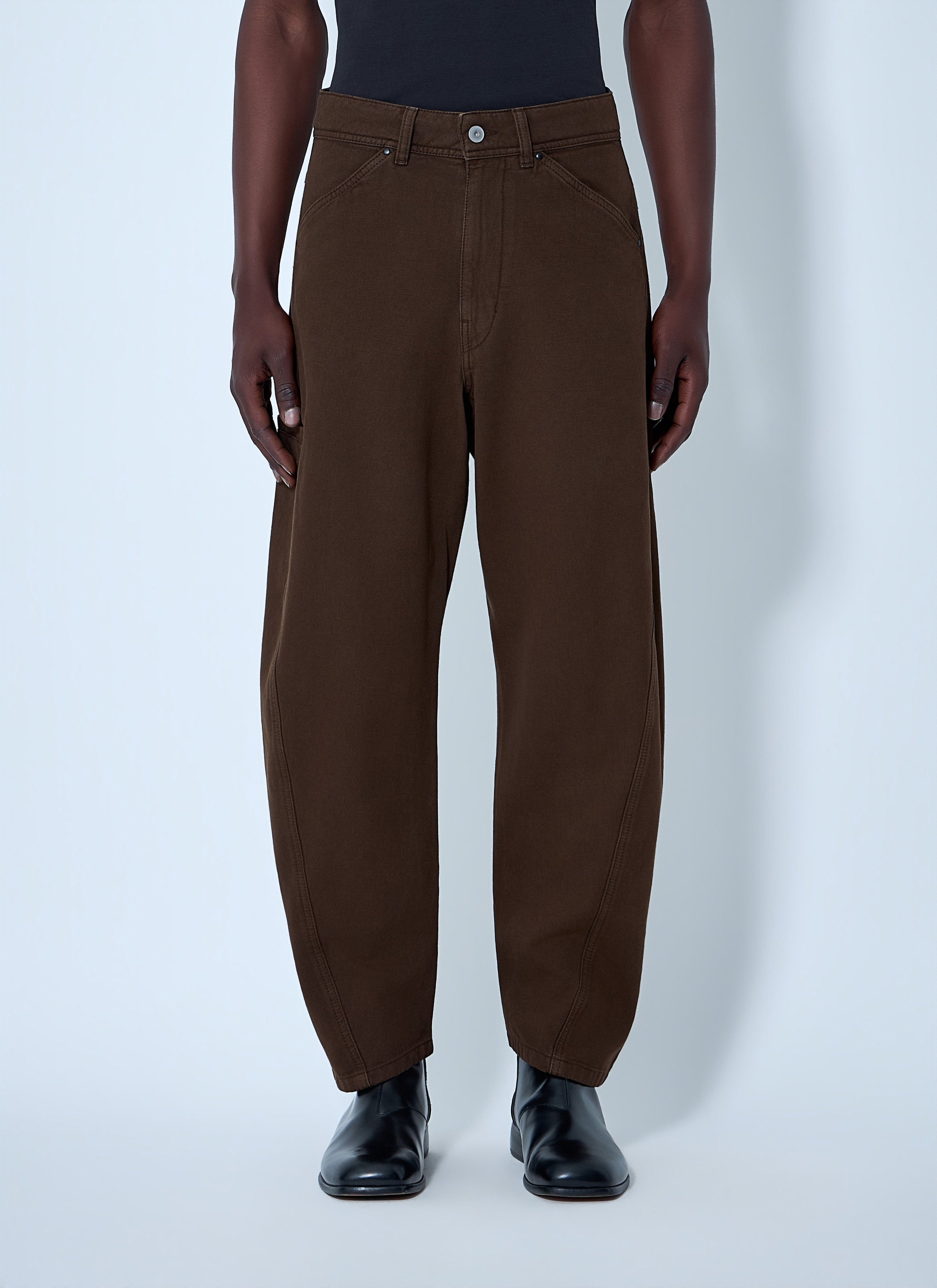 Wide-leg denim trousers
