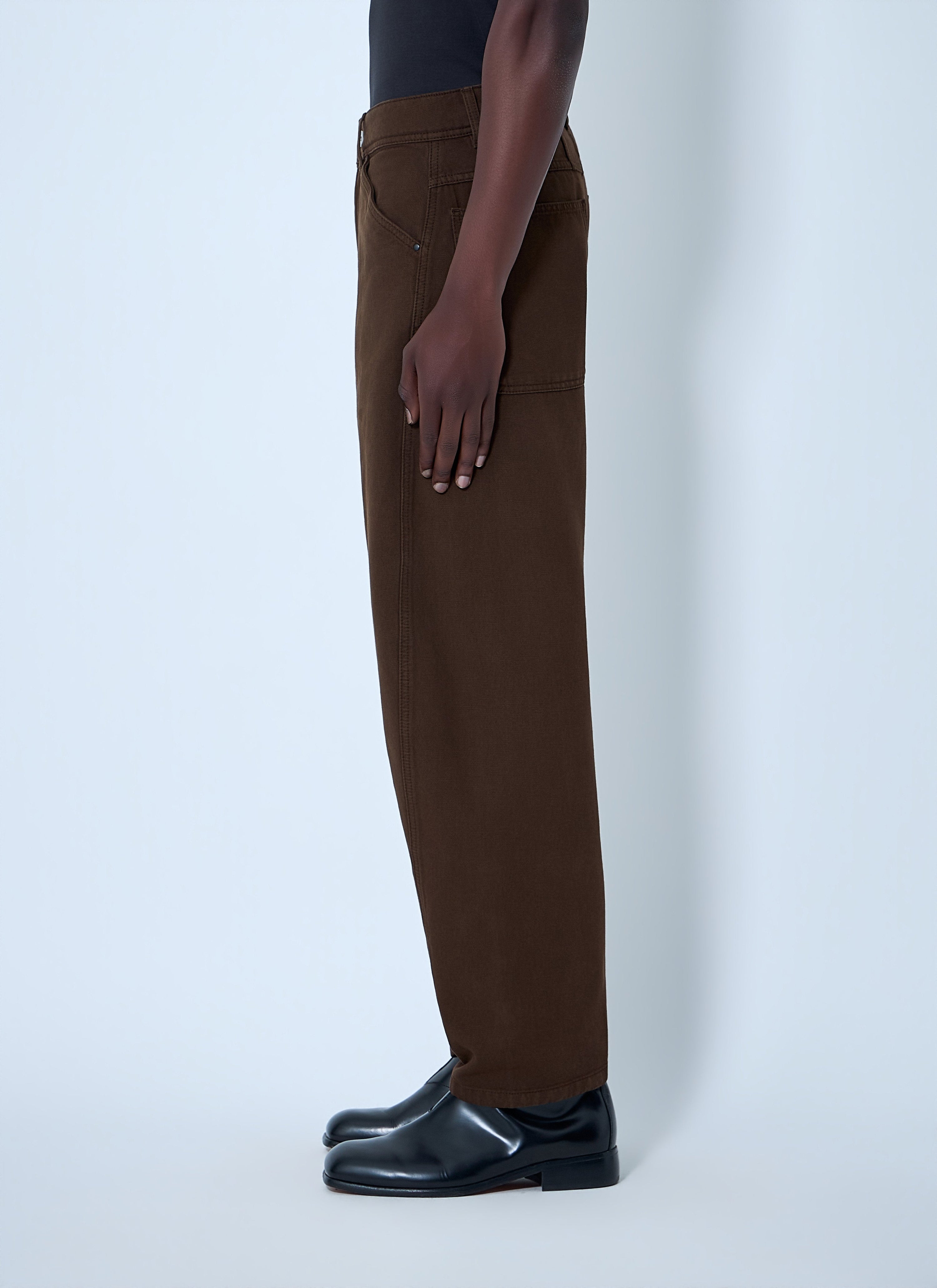 Wide-leg denim trousers