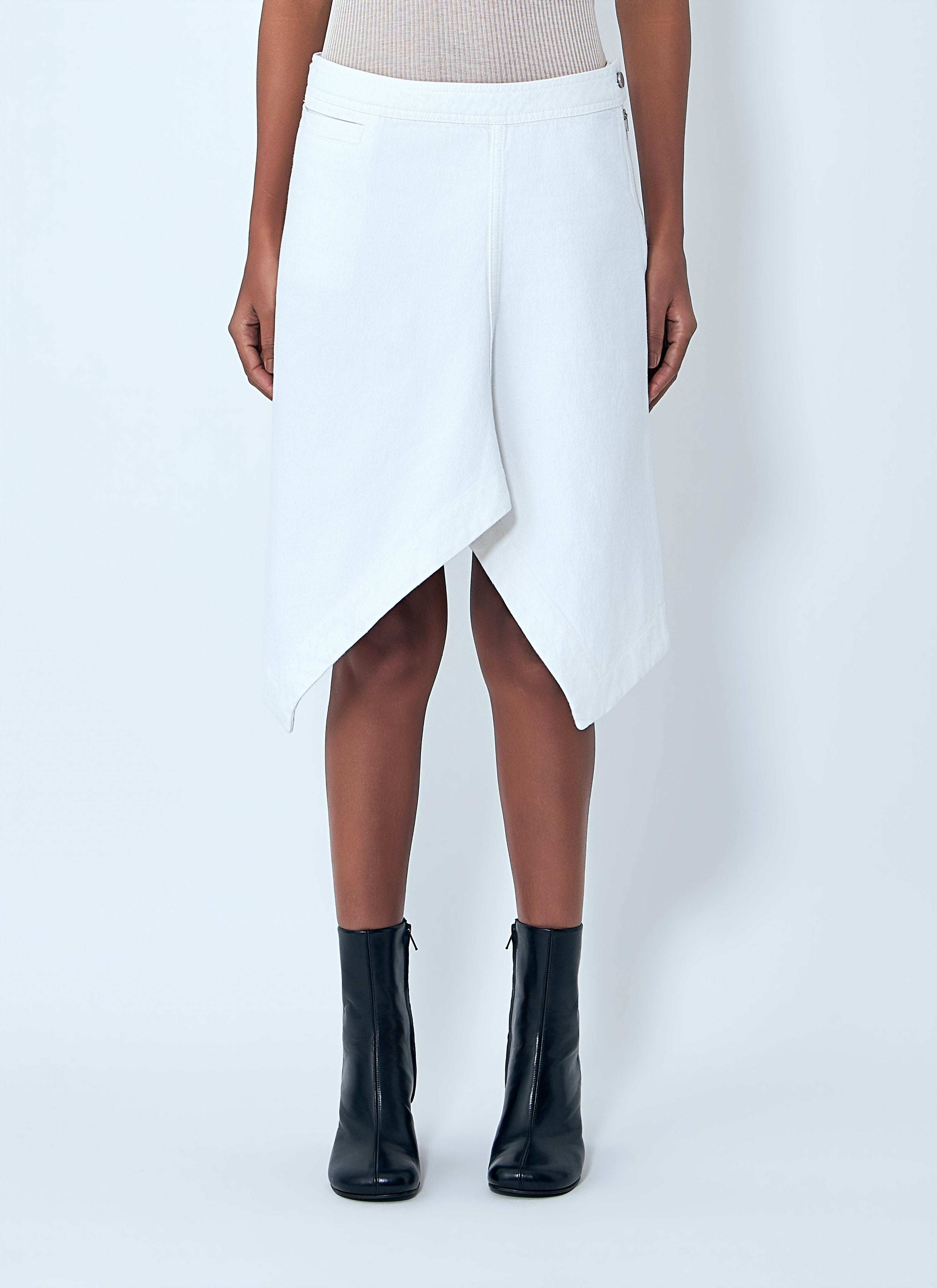 Asymmetric denim skirt
