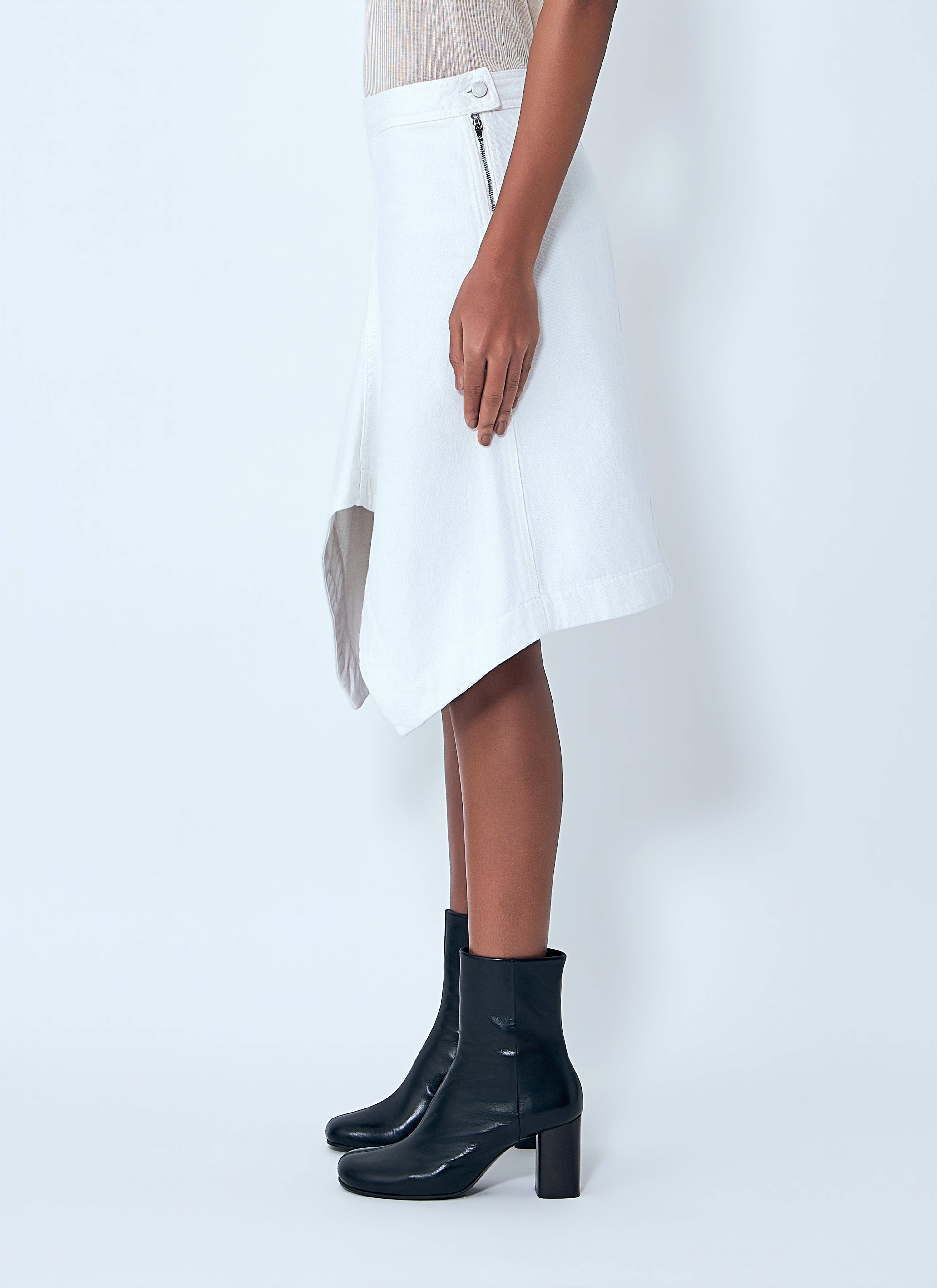 Asymmetric denim skirt