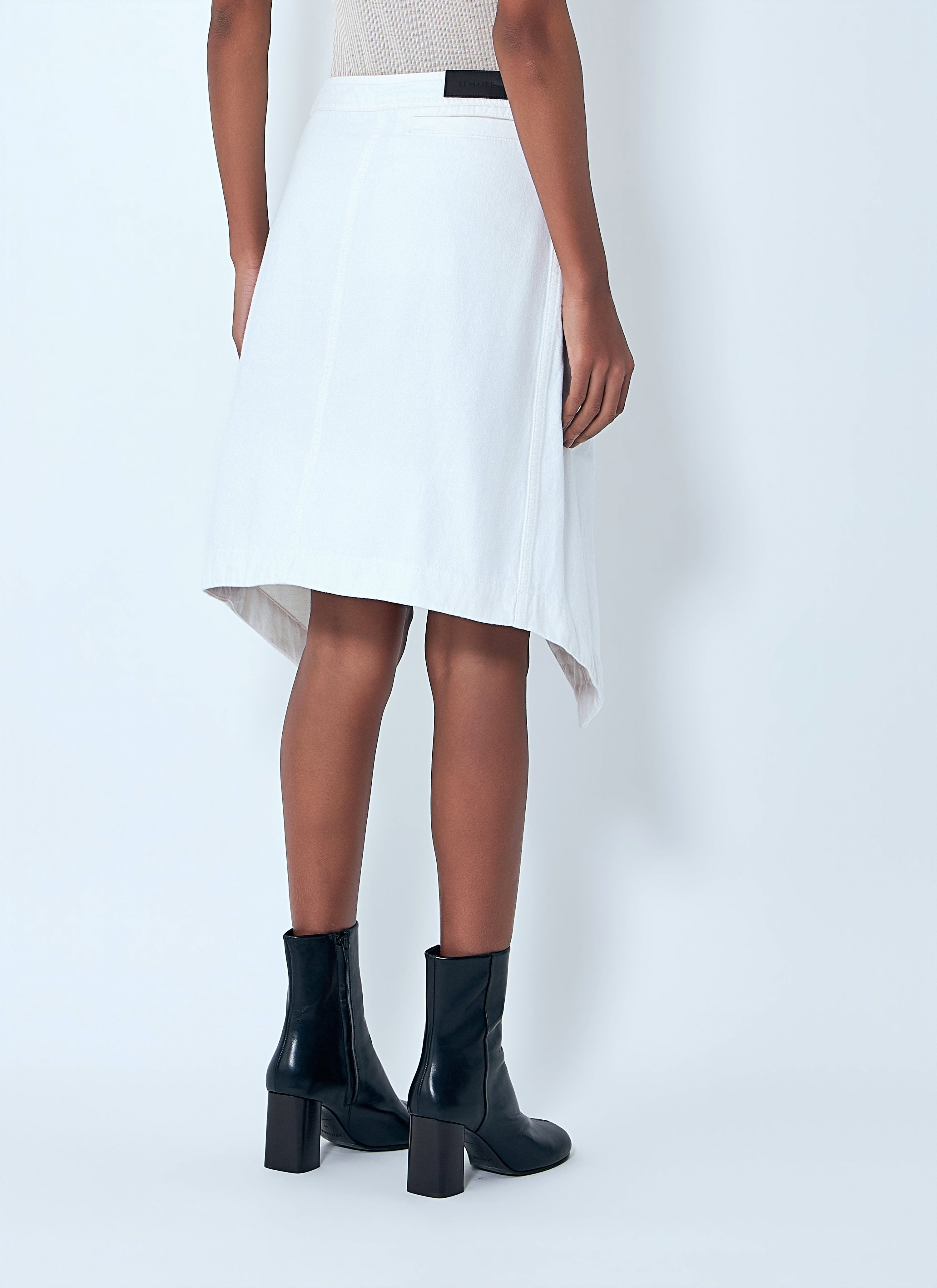 Asymmetric denim skirt