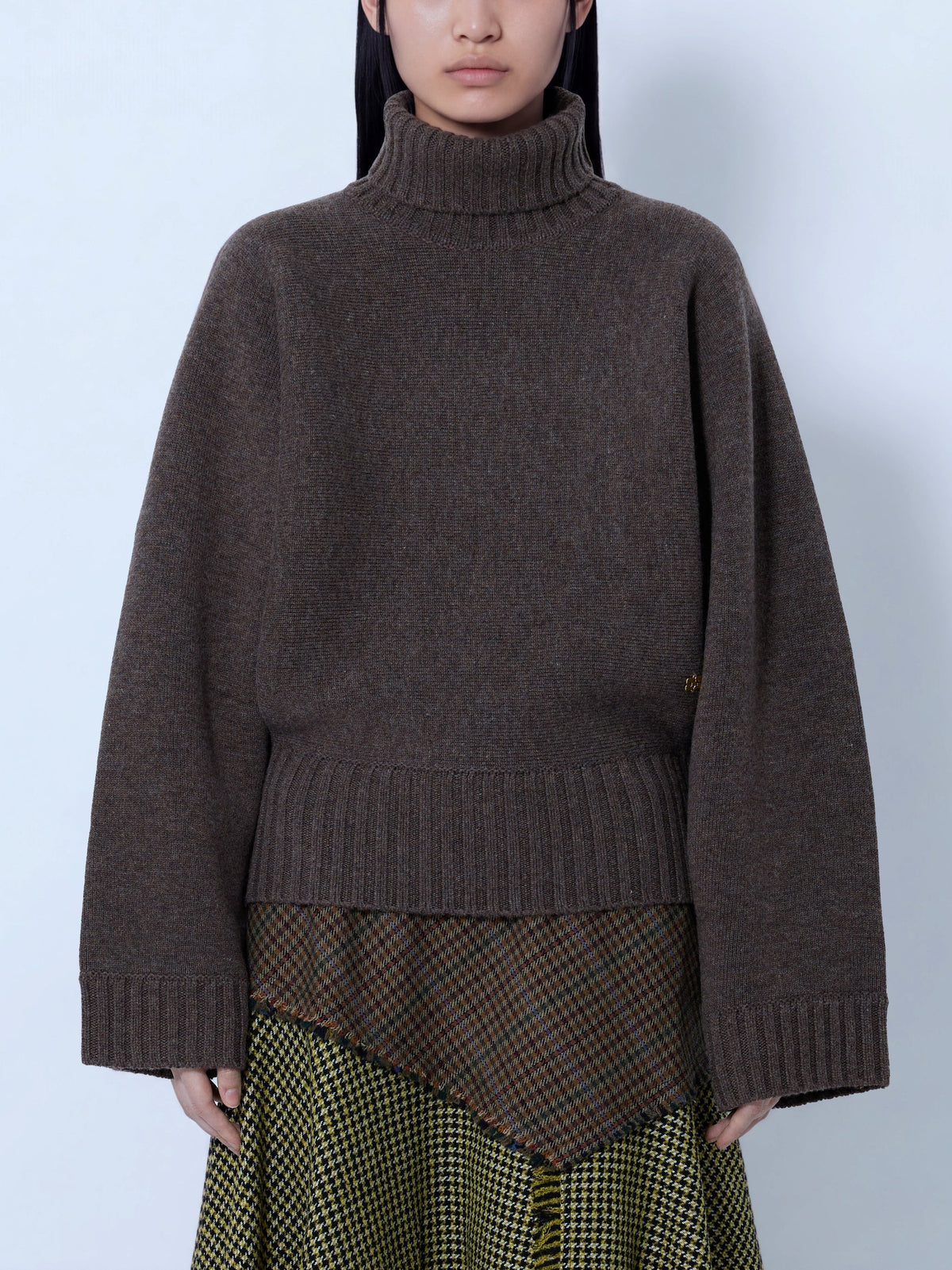 Double knit batwing turtleneck