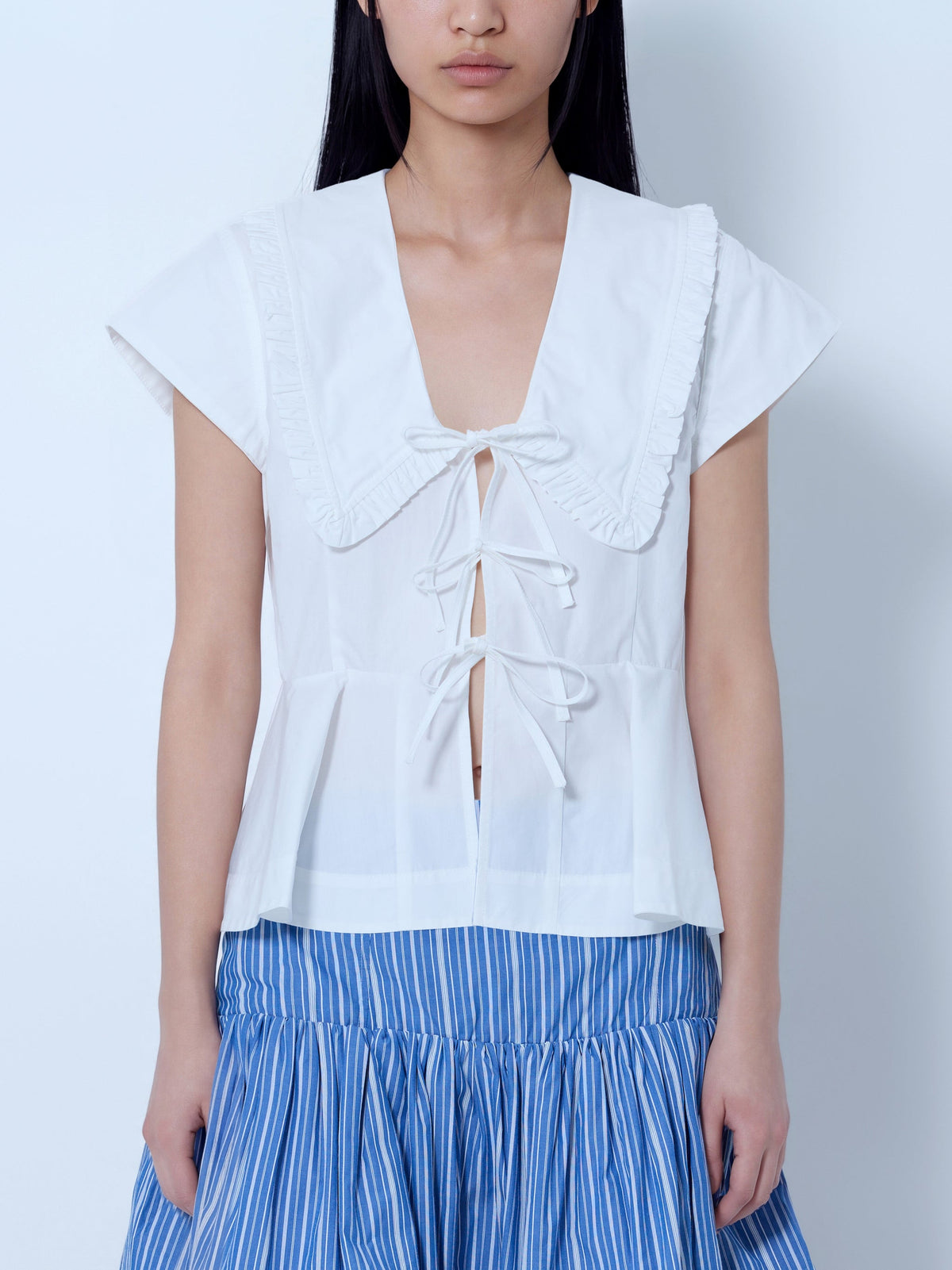 Compact poplin collar blouse