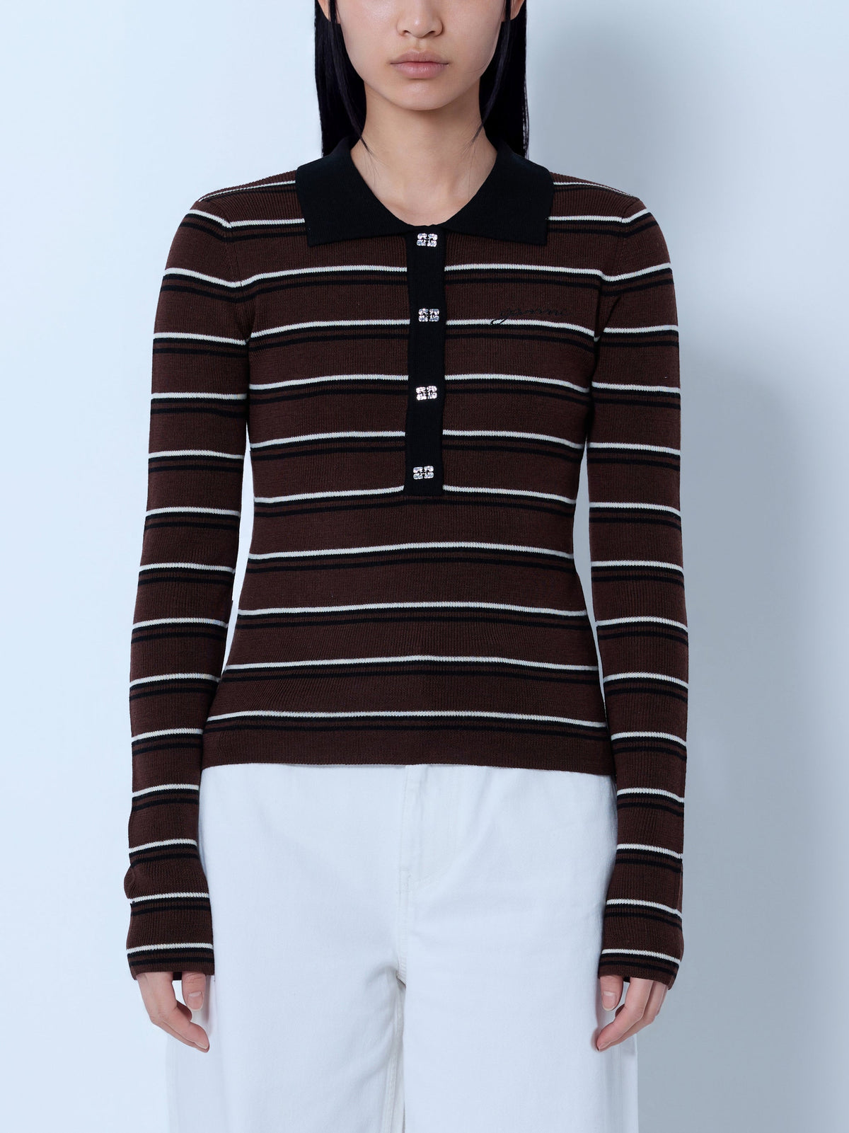Mini ribbed merino polo