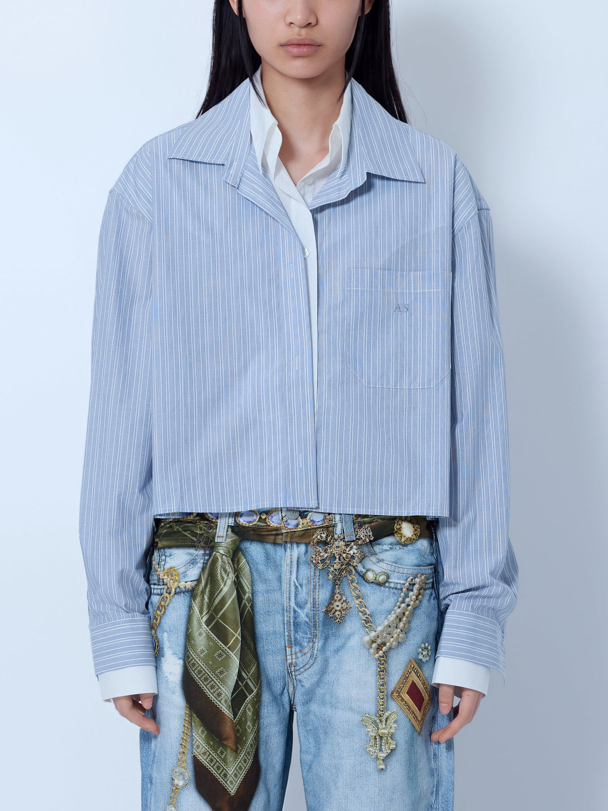 Striped cropped shirt