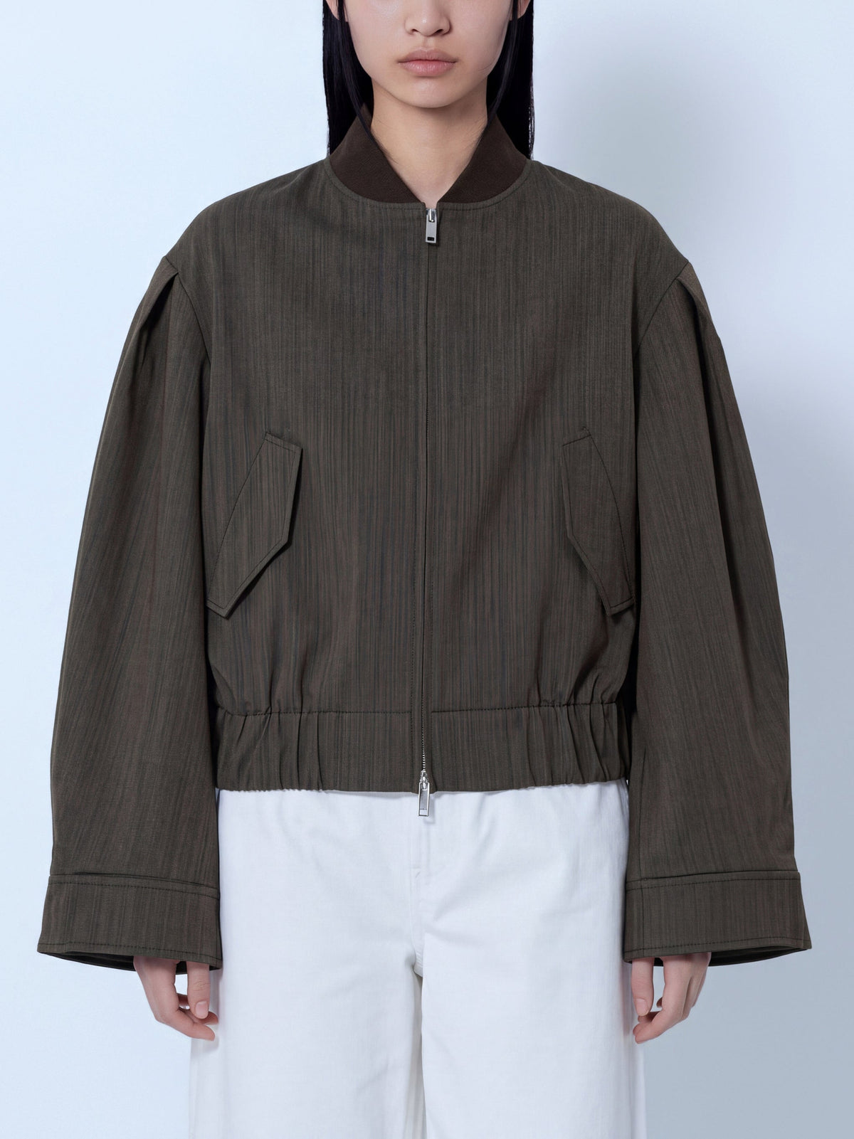 Light wool melange boxy jacket