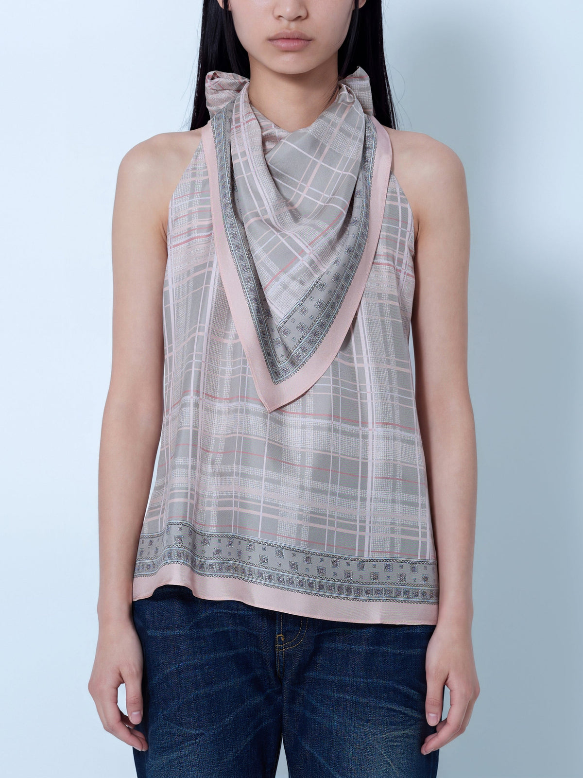 Silk blouse with scarf