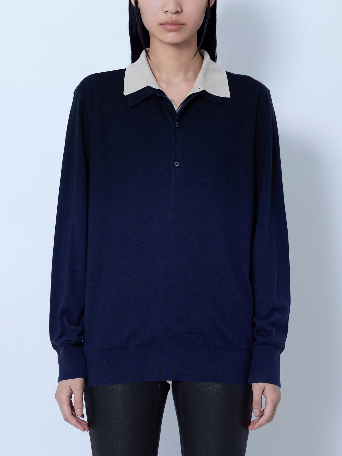 Silk blend polo knit